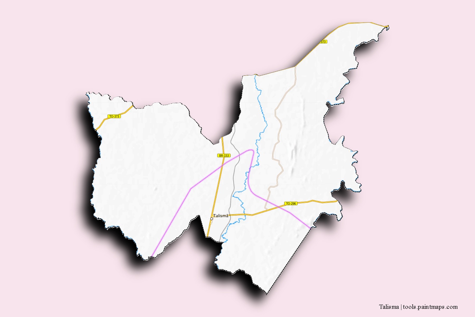 Mapa de barrios y pueblos de Talisma con efecto de sombra 3D