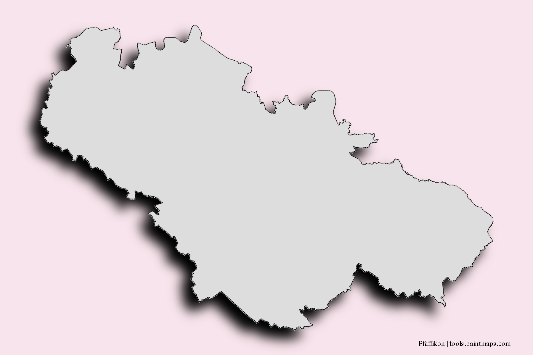 Mapa de barrios y pueblos de Pfaffikon con efecto de sombra 3D