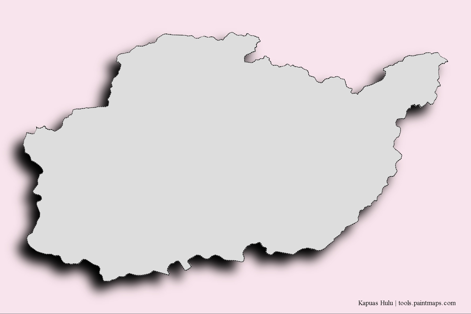 Mapa de barrios y pueblos de Kapuas Hulu con efecto de sombra 3D