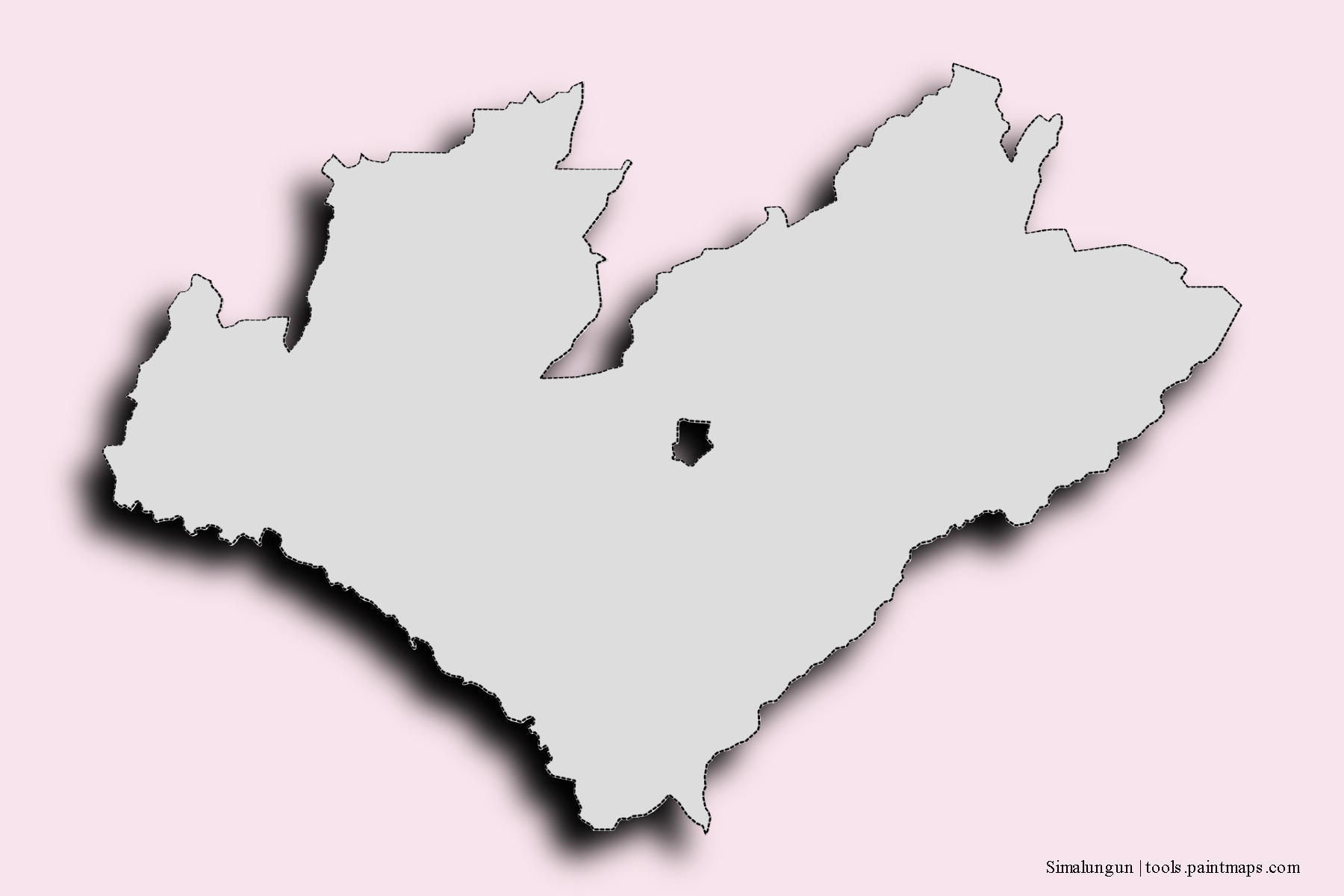 Mapa de barrios y pueblos de Simalungun con efecto de sombra 3D