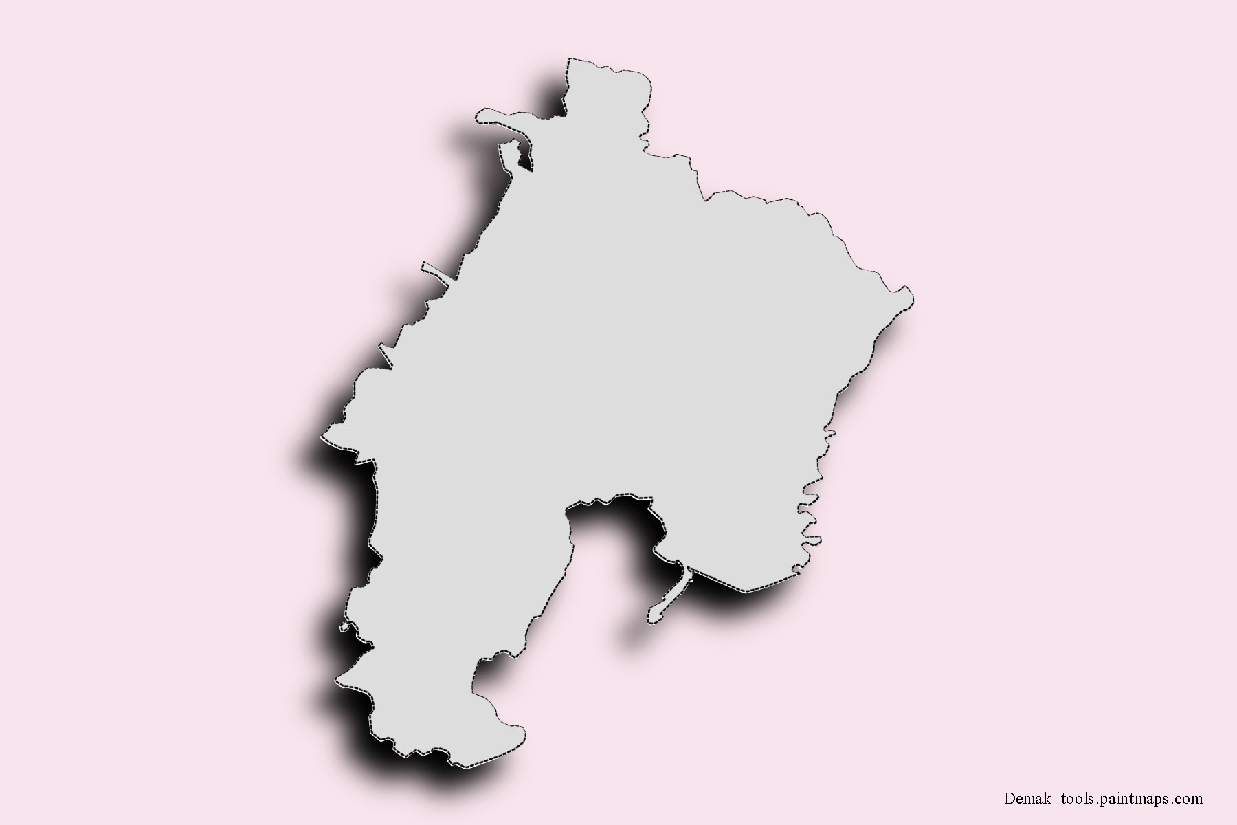 Mapa de barrios y pueblos de Demak con efecto de sombra 3D