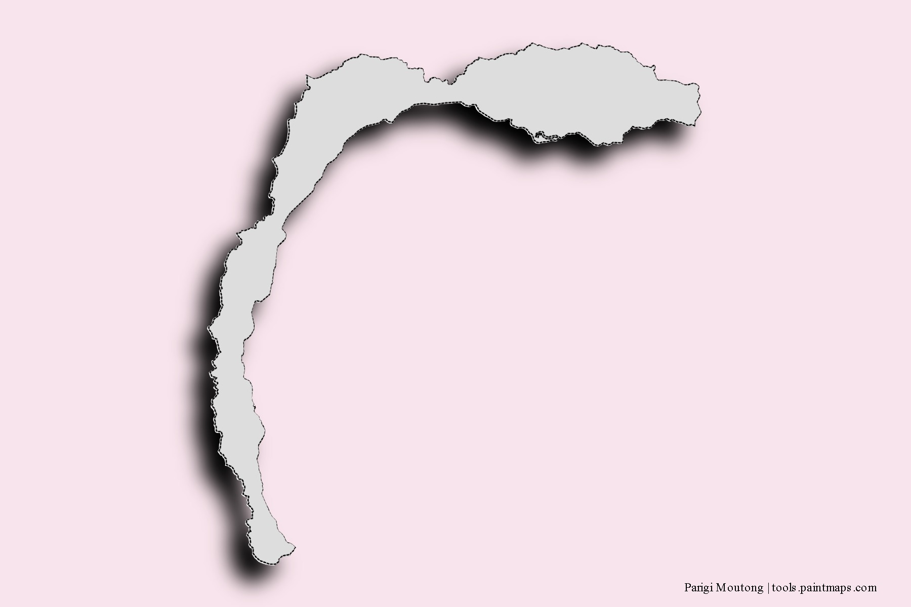 Mapa de barrios y pueblos de Parigi Moutong con efecto de sombra 3D