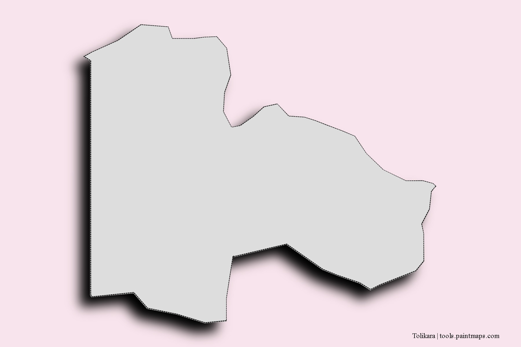 Mapa de barrios y pueblos de Tolikara con efecto de sombra 3D