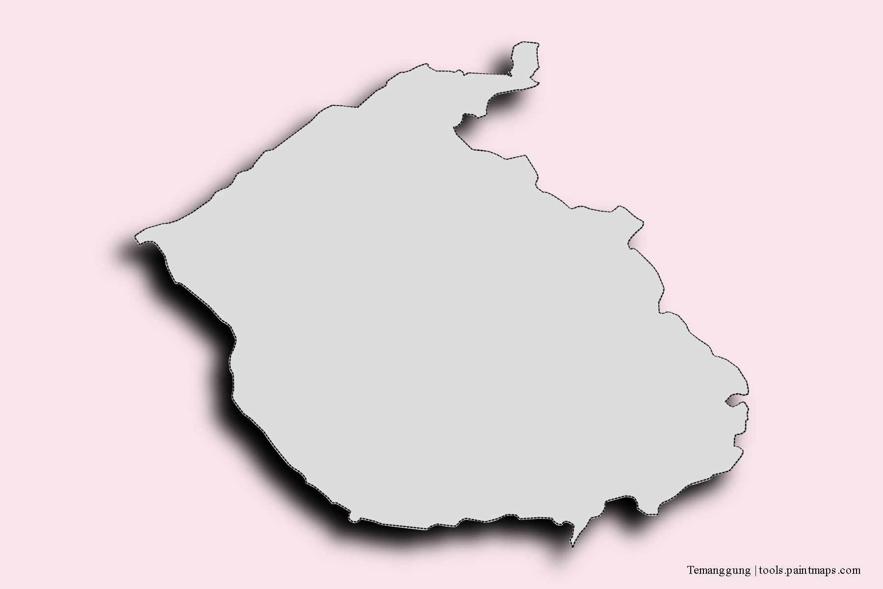 Mapa de barrios y pueblos de Temanggung con efecto de sombra 3D