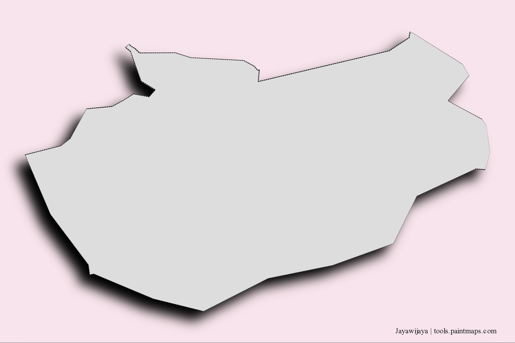 Mapa de barrios y pueblos de Jayawijaya con efecto de sombra 3D