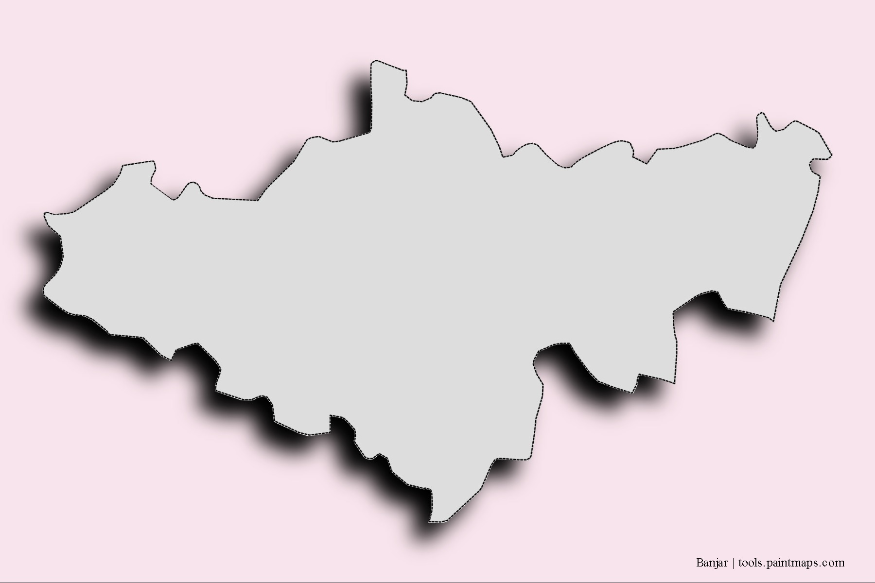Mapa de barrios y pueblos de Banjar con efecto de sombra 3D