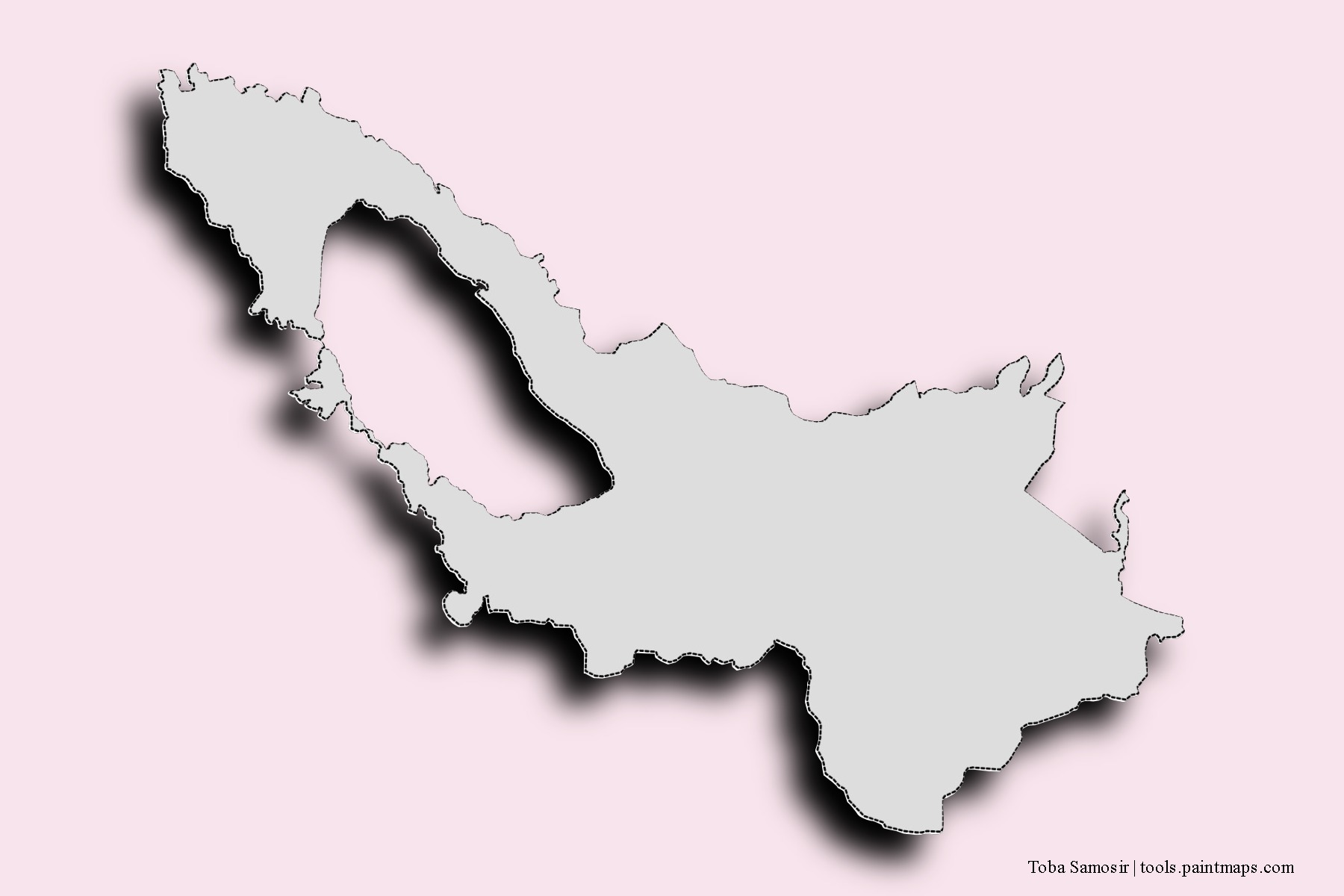 Toba Samosir neighborhoods and villages map with 3D shadow effect