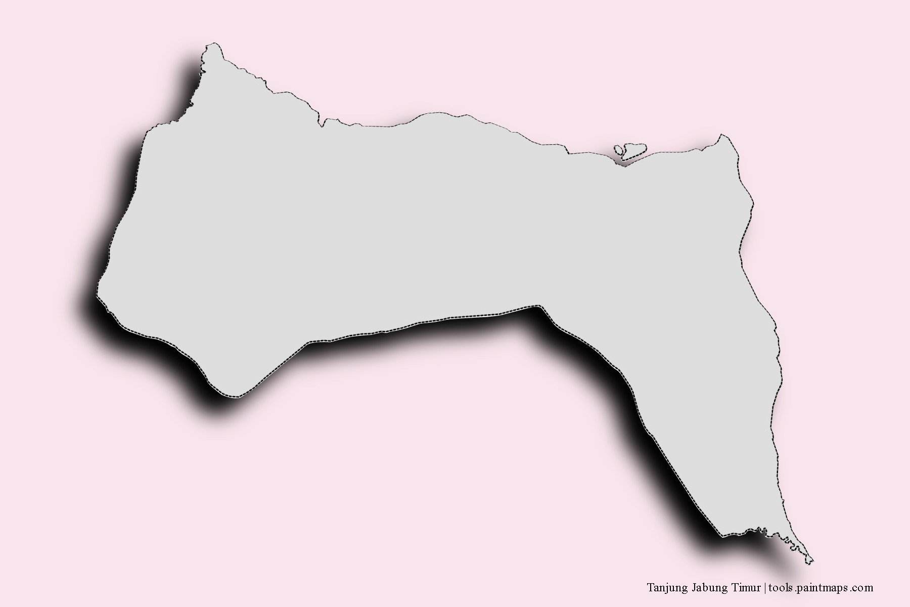 Tanjung Jabung Timur neighborhoods and villages map with 3D shadow effect