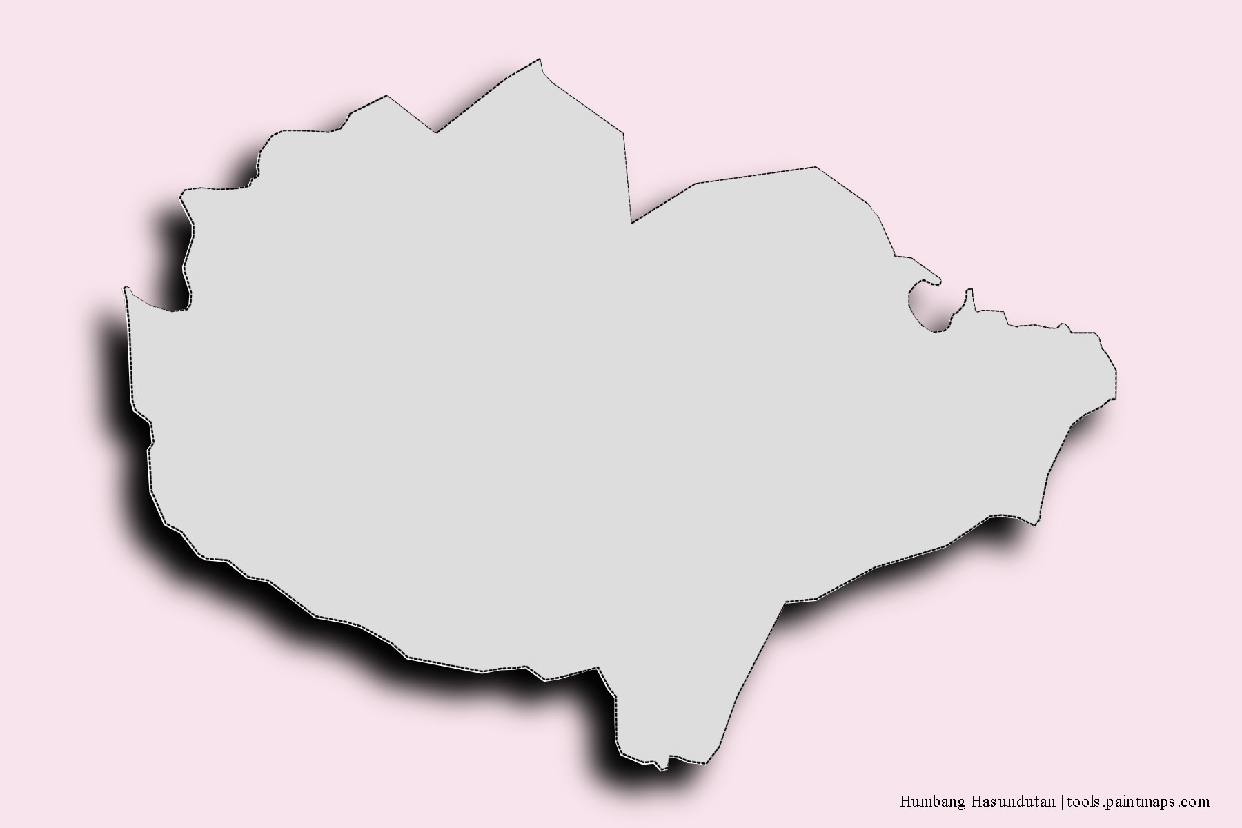 Mapa de barrios y pueblos de Humbang Hasundutan con efecto de sombra 3D