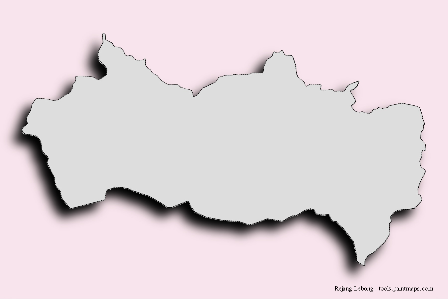 Mapa de barrios y pueblos de Rejang Lebong con efecto de sombra 3D