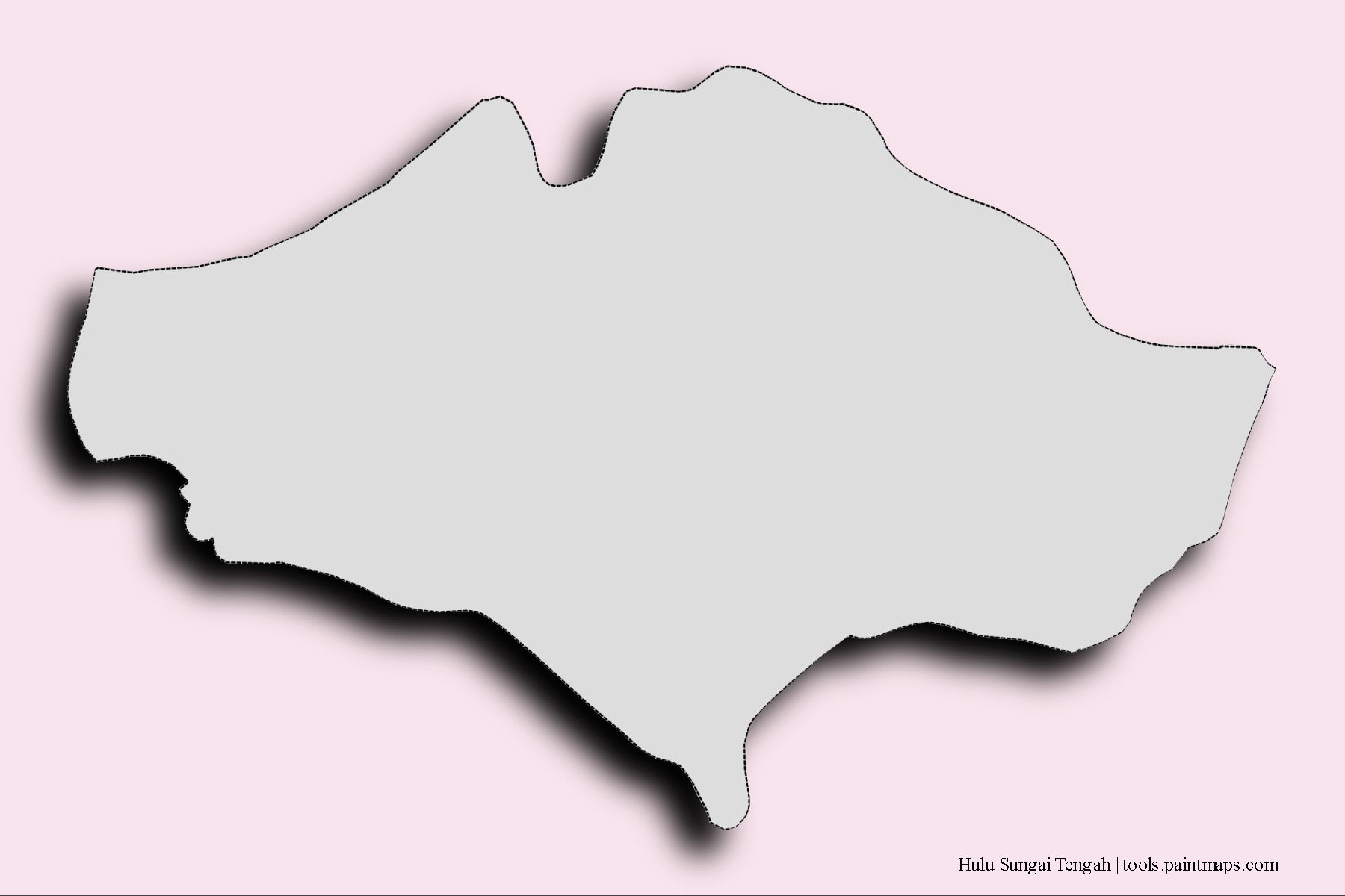 Mapa de barrios y pueblos de Hulu Sungai Tengah con efecto de sombra 3D