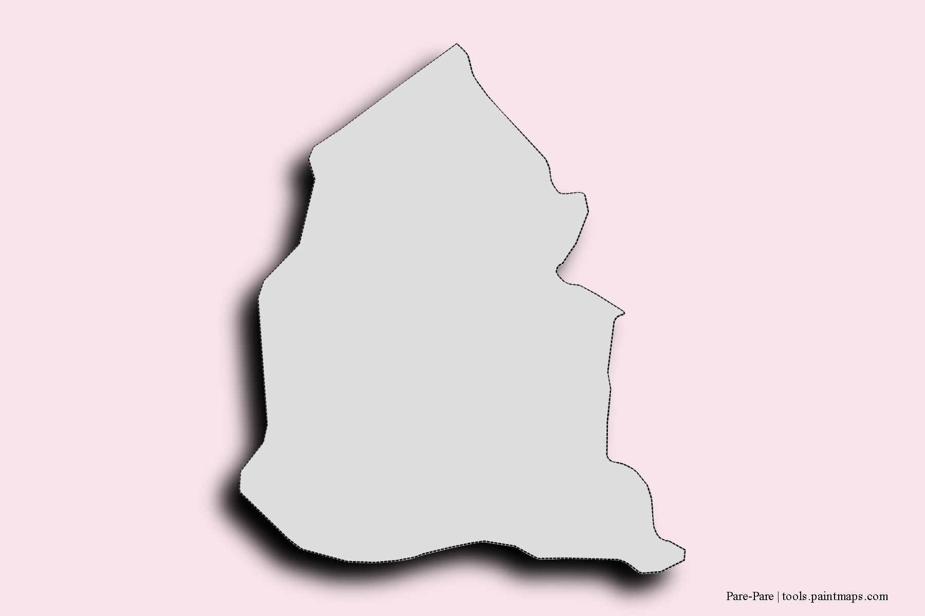 Mapa de barrios y pueblos de Pare-Pare con efecto de sombra 3D