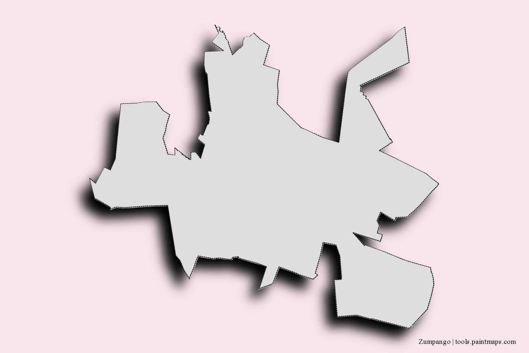 Mapa de barrios y pueblos de Zumpango con efecto de sombra 3D