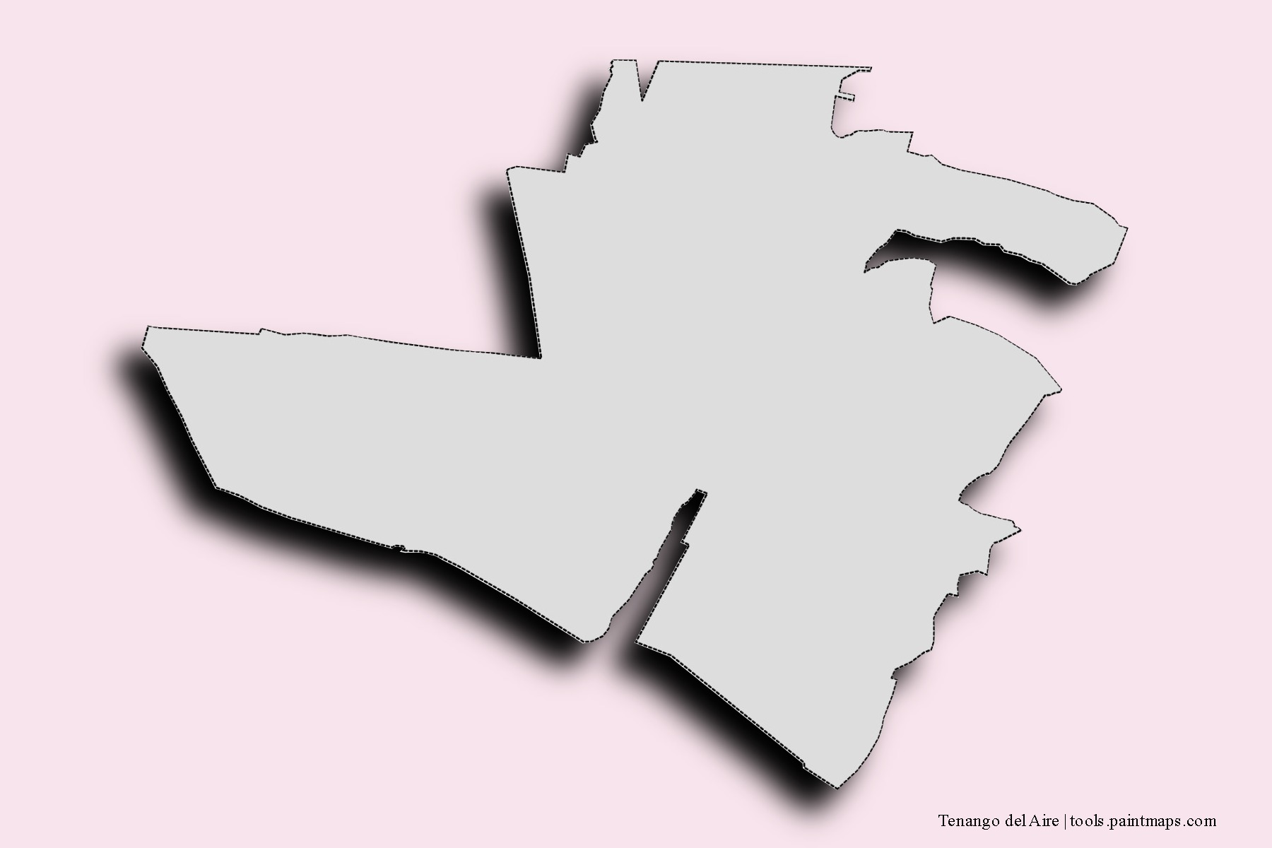 Mapa de barrios y pueblos de Tenango del Aire con efecto de sombra 3D