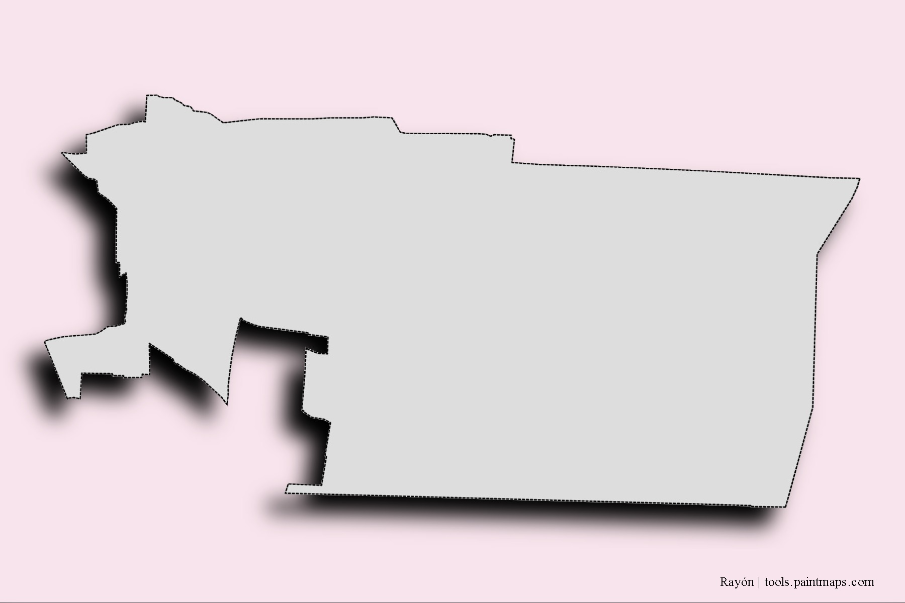 Mapa de barrios y pueblos de Rayón con efecto de sombra 3D