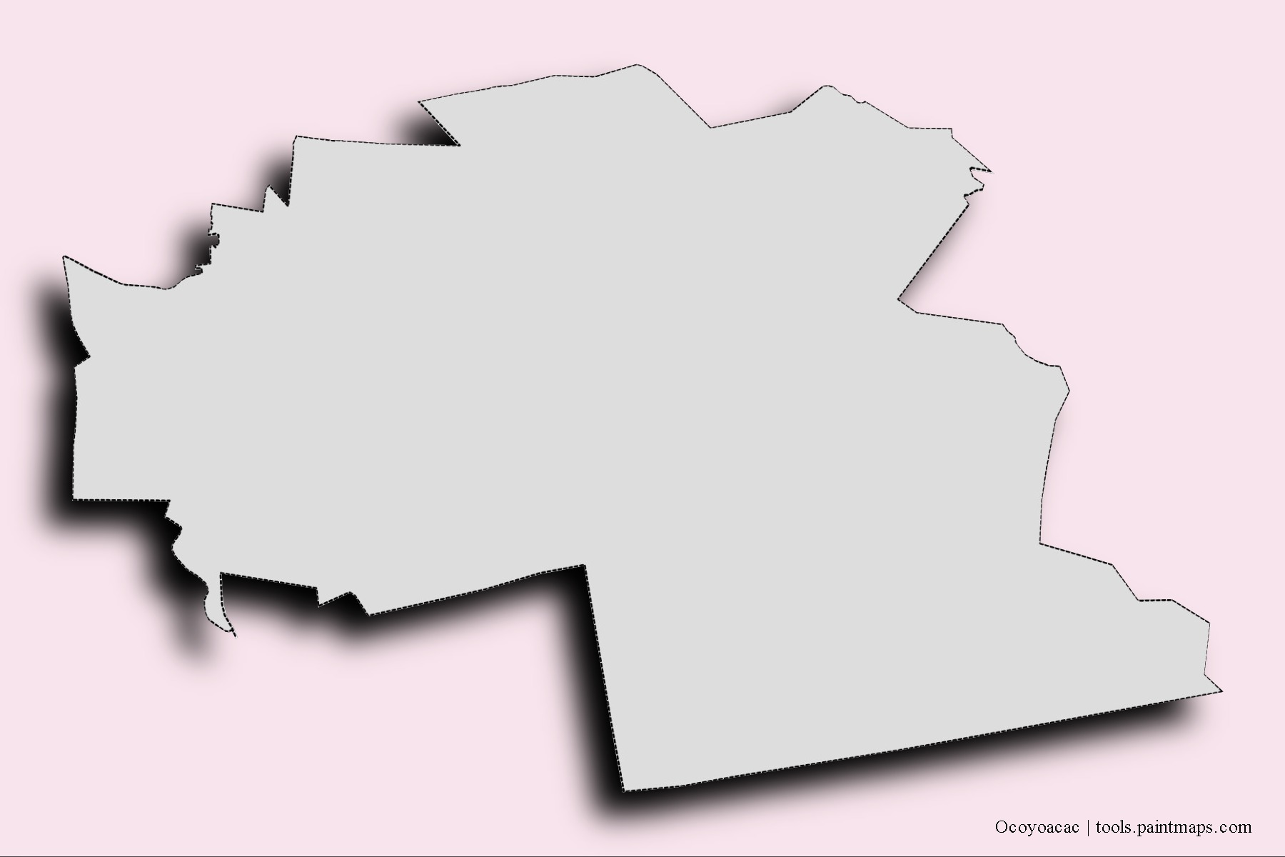 Mapa de barrios y pueblos de Ocoyoacac con efecto de sombra 3D