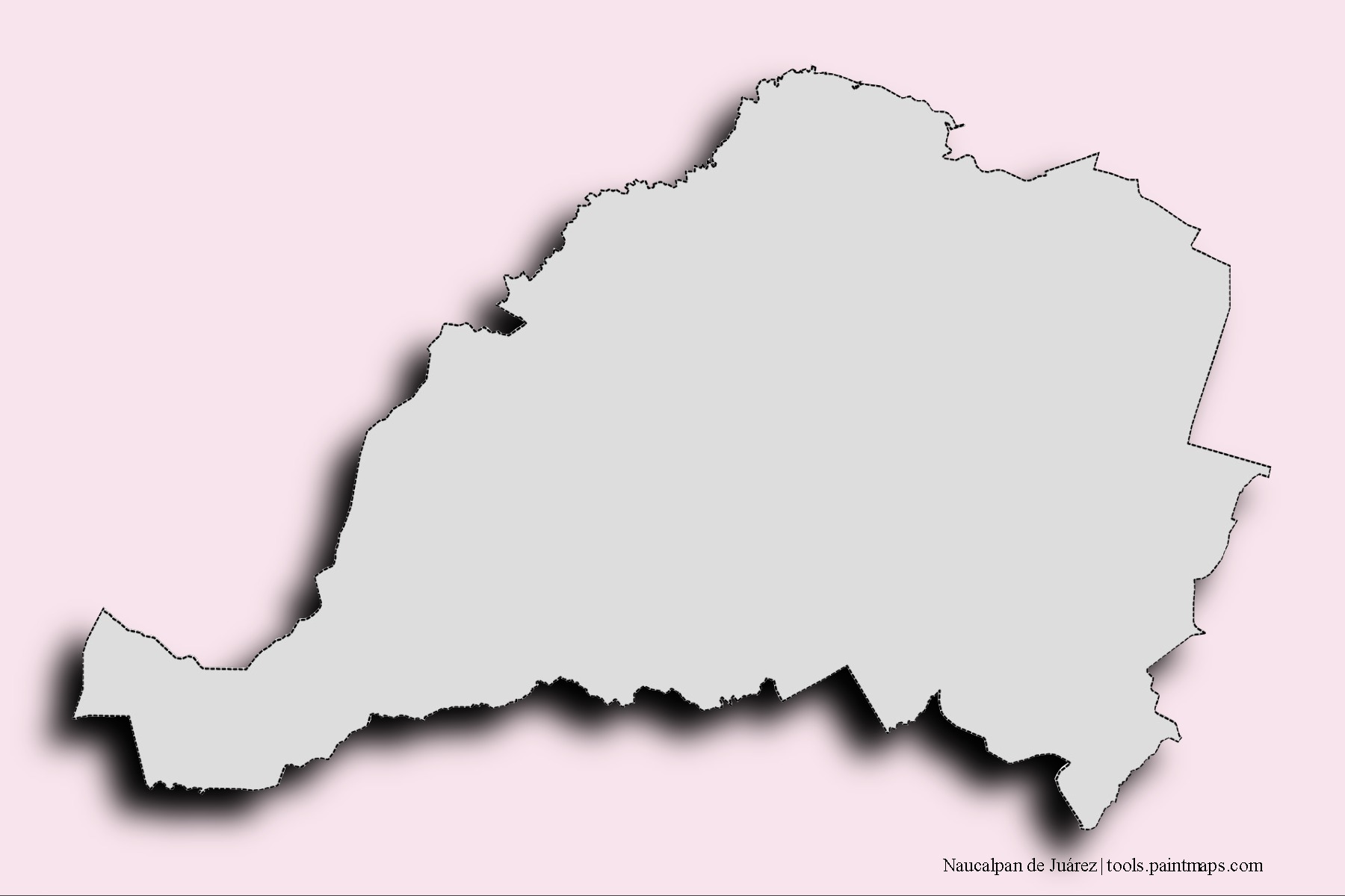 Mapa de barrios y pueblos de Naucalpan de Juárez con efecto de sombra 3D