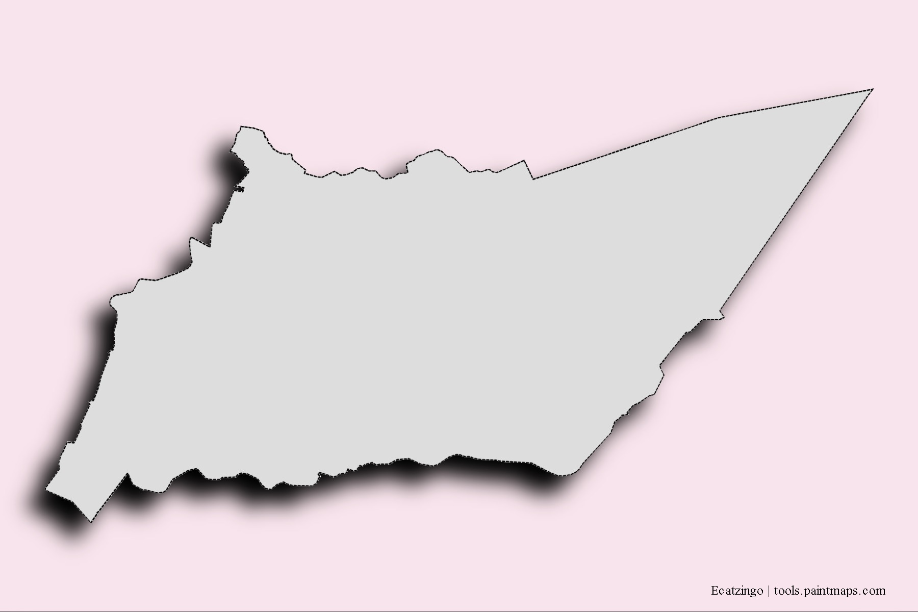 Mapa de barrios y pueblos de Ecatzingo con efecto de sombra 3D