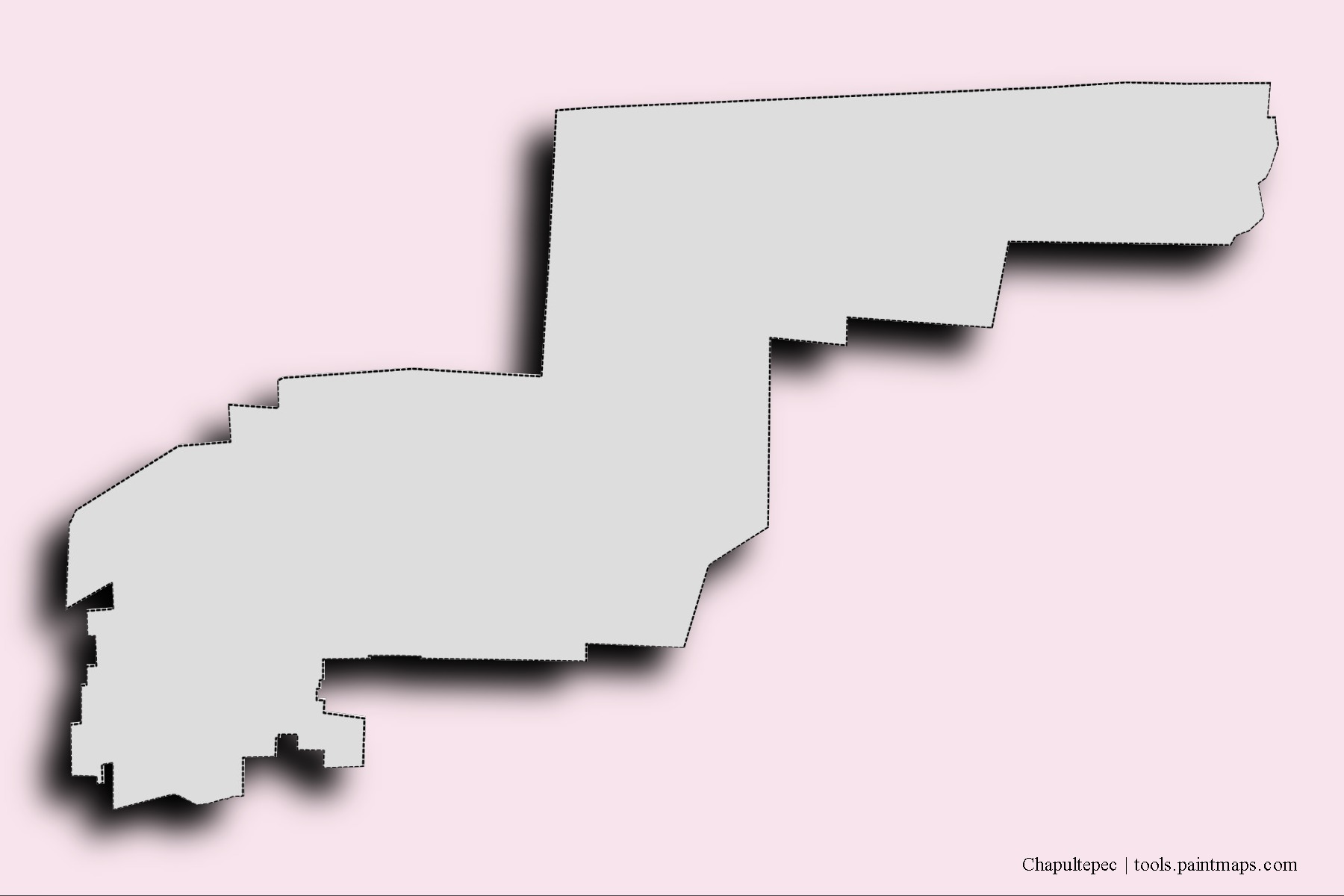 Chapultepec neighborhoods and villages map with 3D shadow effect