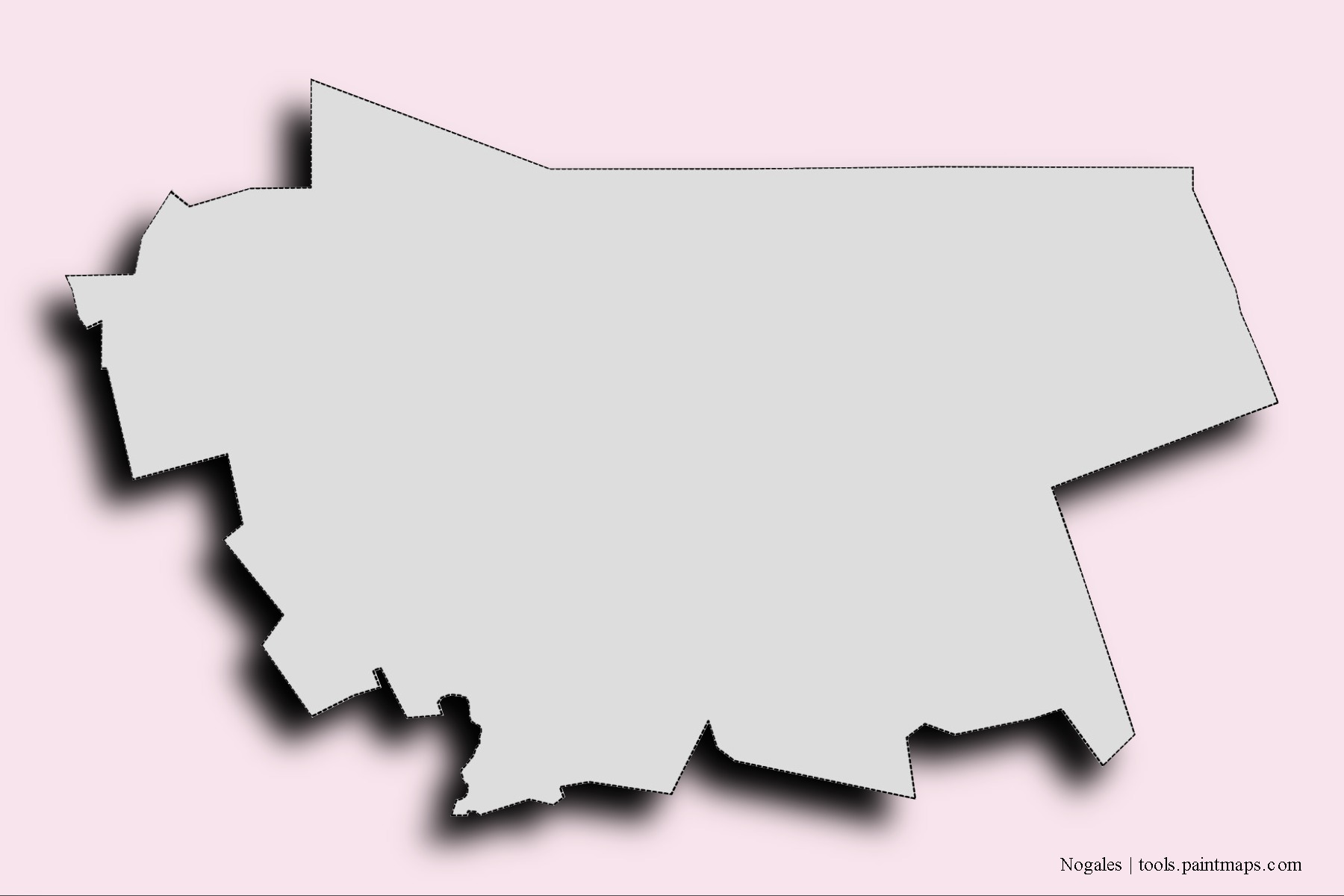 Nogales neighborhoods and villages map with 3D shadow effect