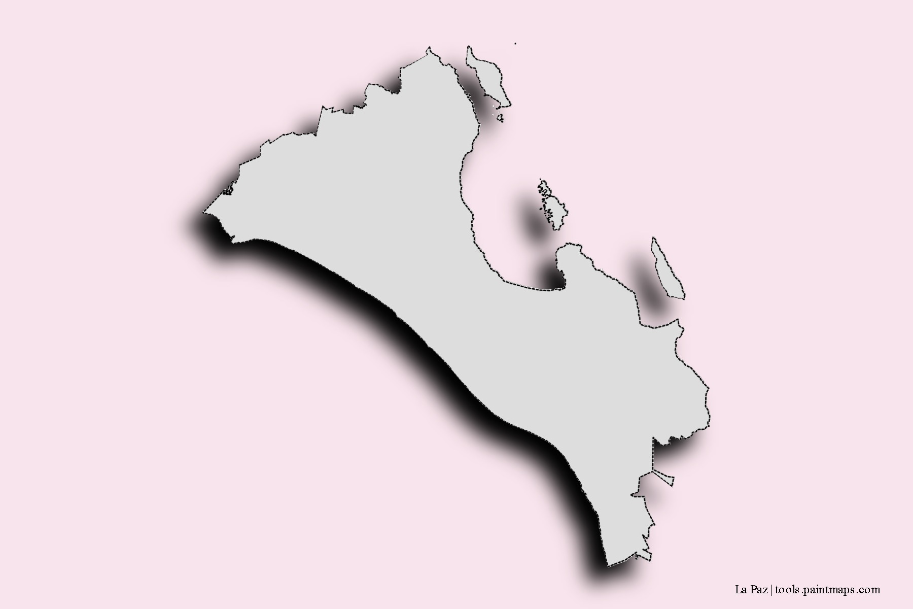 Mapa de barrios y pueblos de La Paz con efecto de sombra 3D