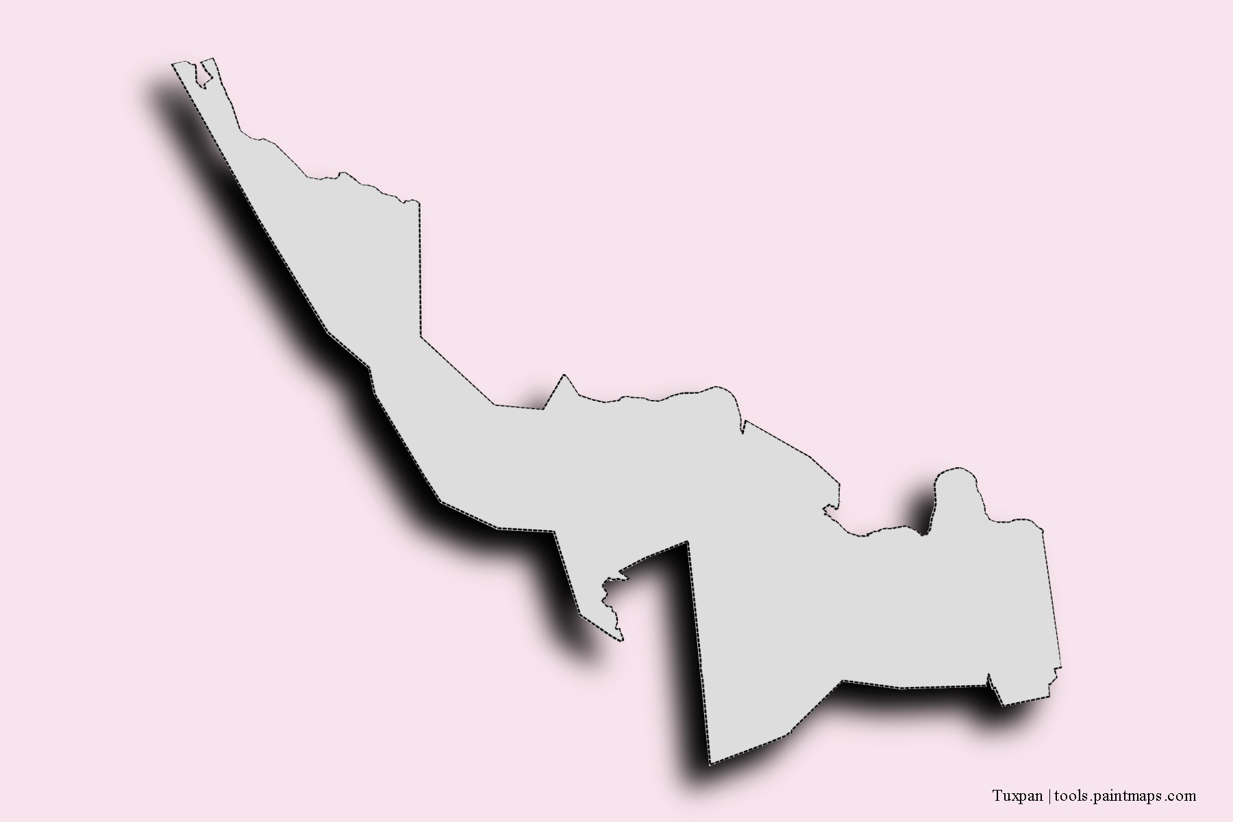 Tuxpan neighborhoods and villages map with 3D shadow effect