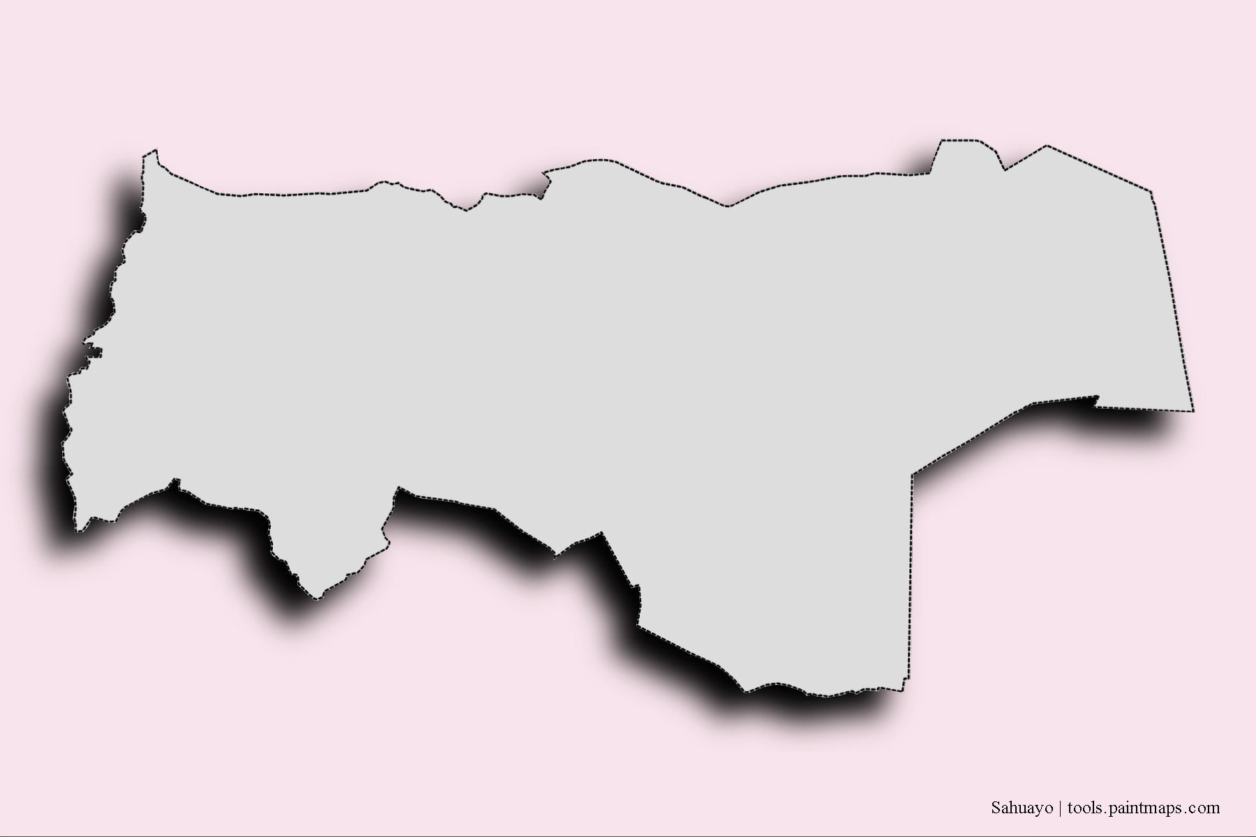 Sahuayo neighborhoods and villages map with 3D shadow effect