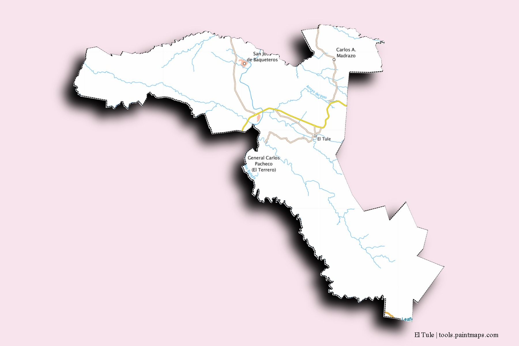 El Tule neighborhoods and villages map with 3D shadow effect