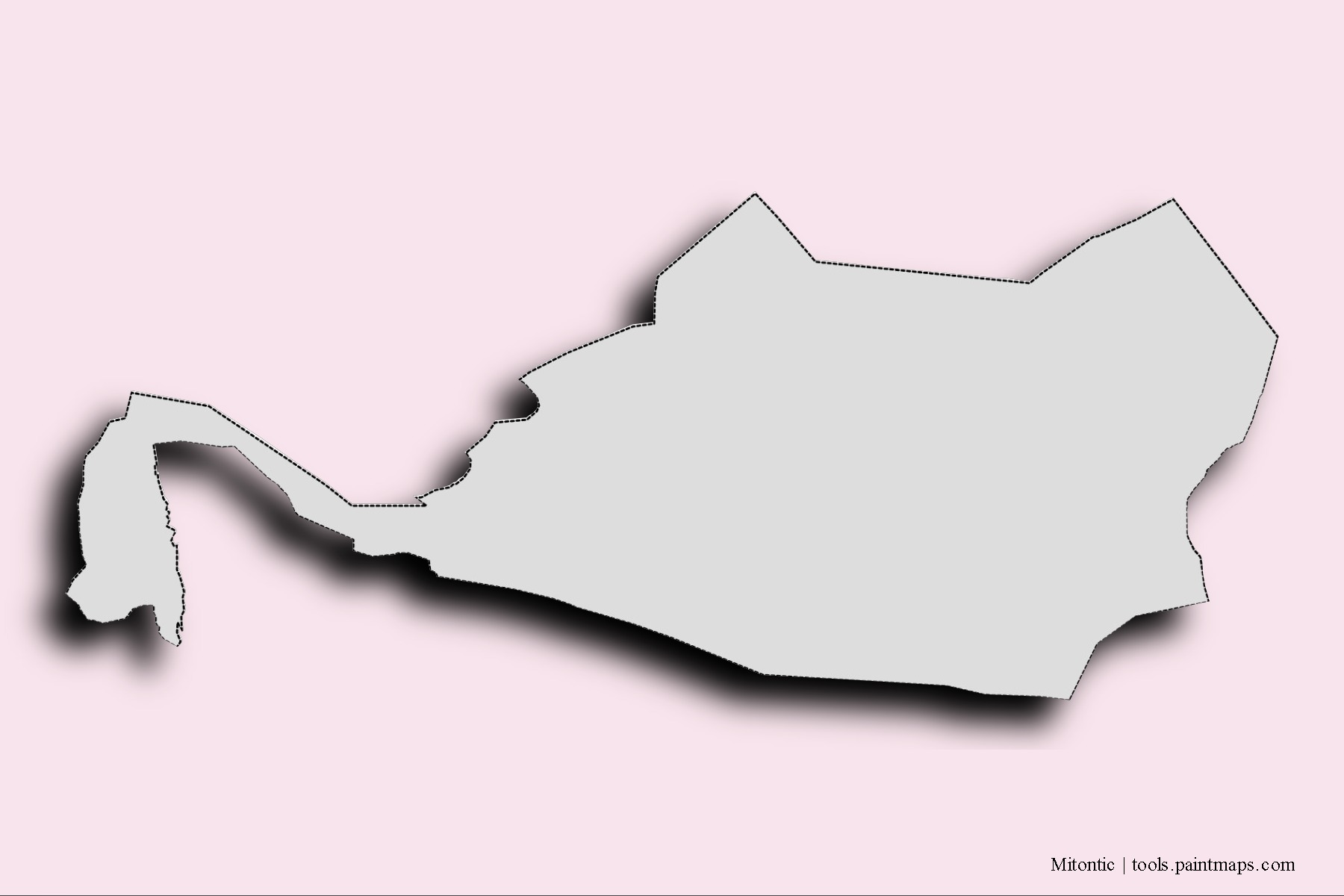 Mitontic neighborhoods and villages map with 3D shadow effect