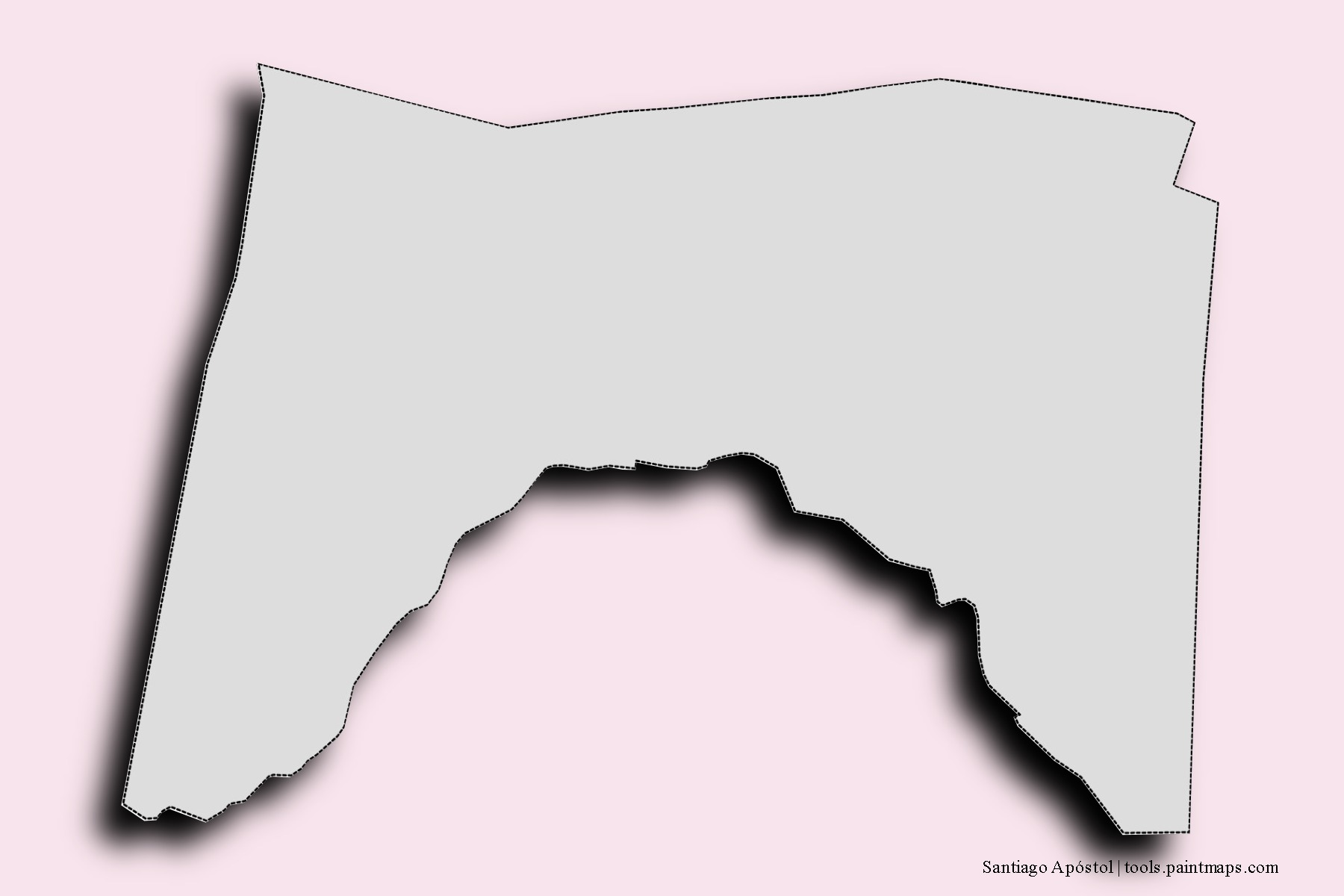Santiago Apóstol neighborhoods and villages map with 3D shadow effect