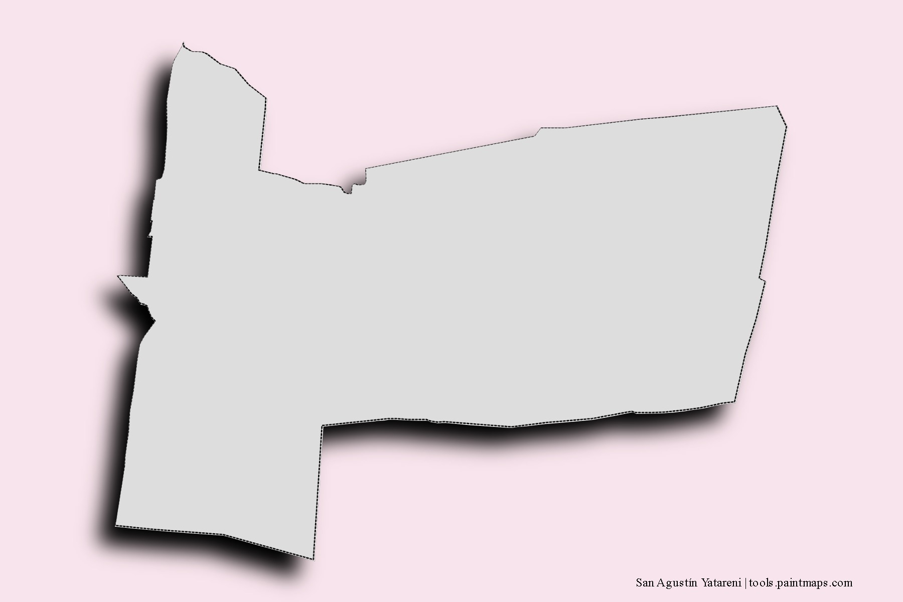 Mapa de barrios y pueblos de San Agustín Yatareni con efecto de sombra 3D