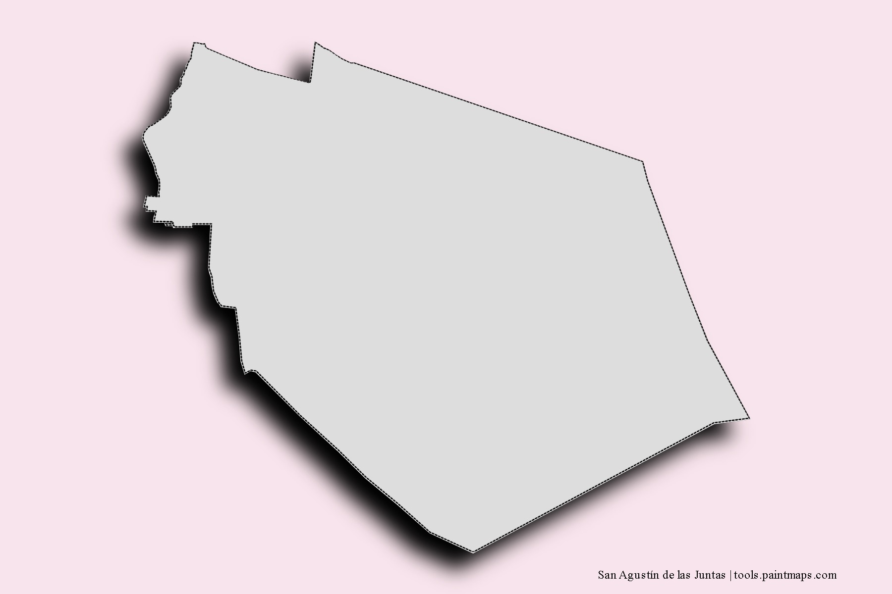 Mapa de barrios y pueblos de San Agustín de las Juntas con efecto de sombra 3D