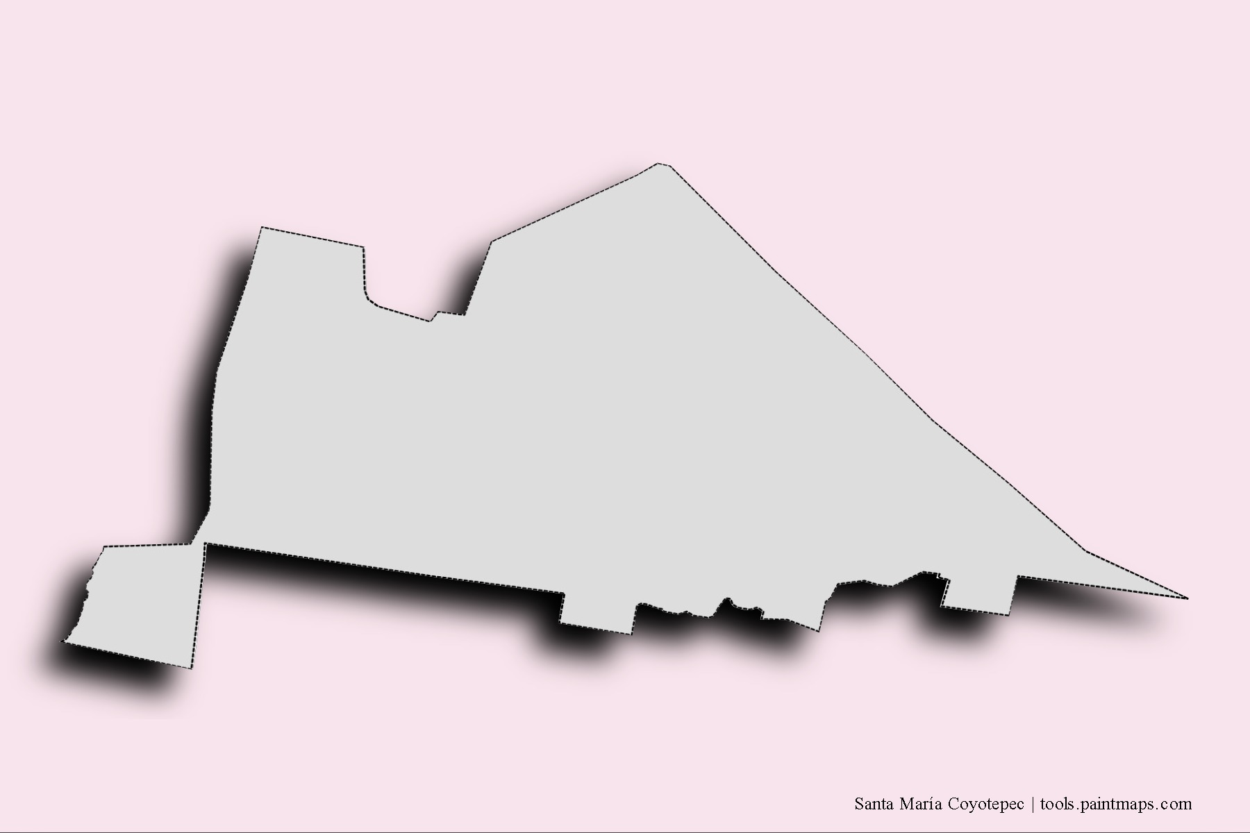 Santa María Coyotepec neighborhoods and villages map with 3D shadow effect