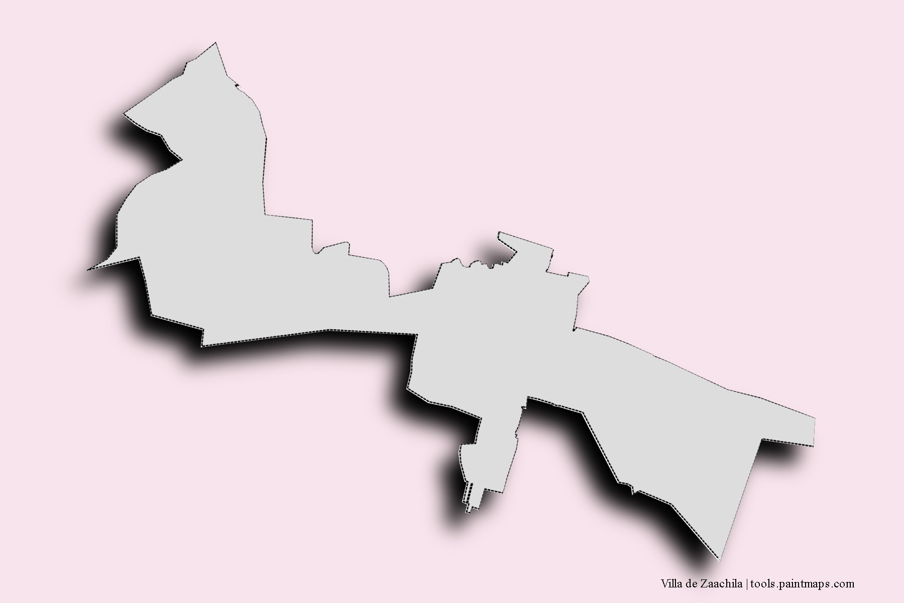 Mapa de barrios y pueblos de Villa de Zaachila con efecto de sombra 3D