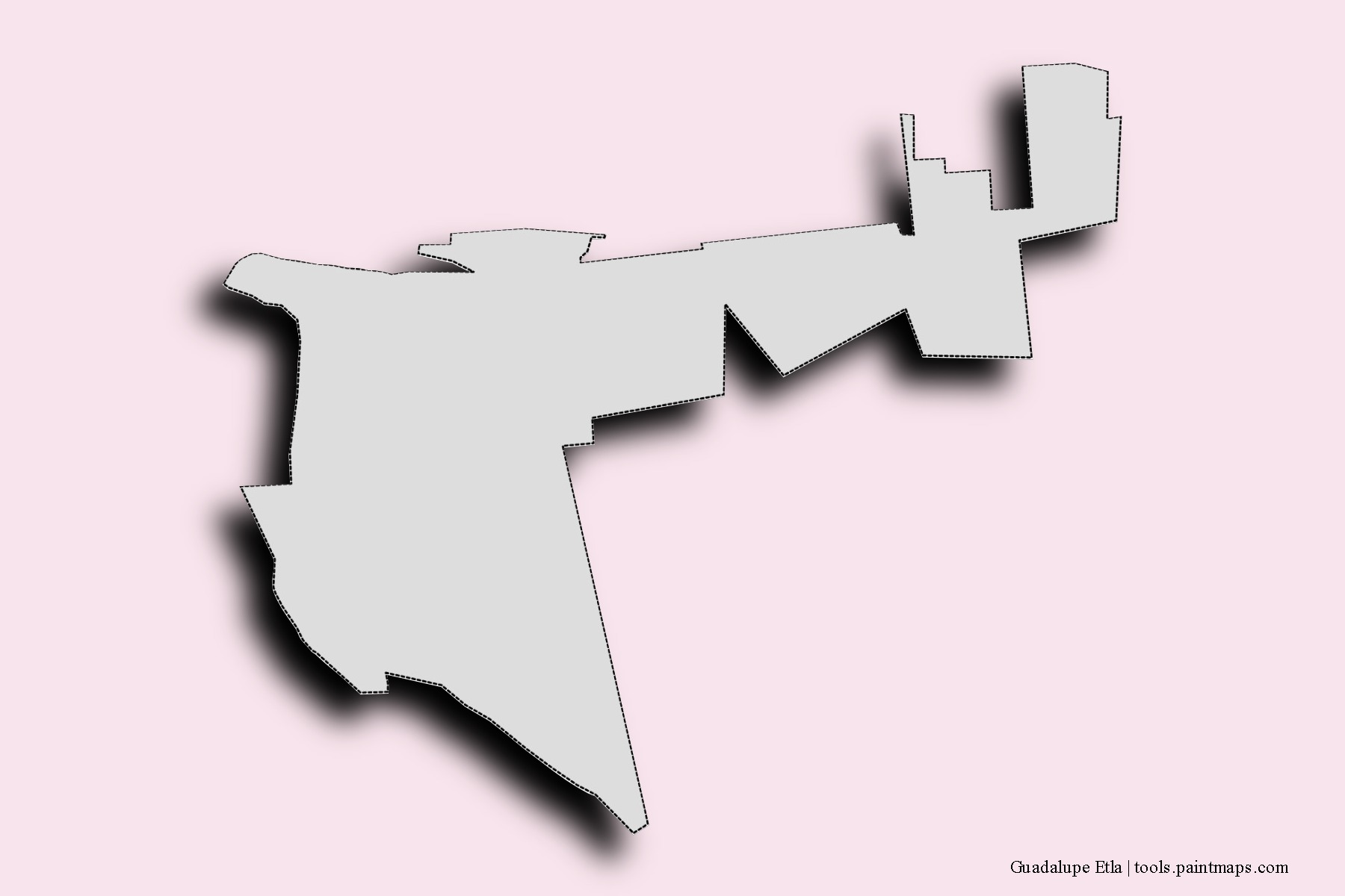 Guadalupe Etla neighborhoods and villages map with 3D shadow effect