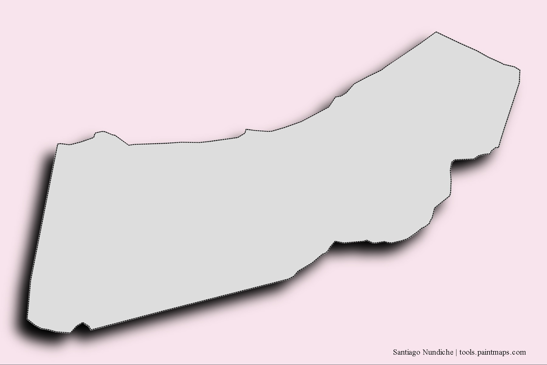 Santiago Nundiche neighborhoods and villages map with 3D shadow effect