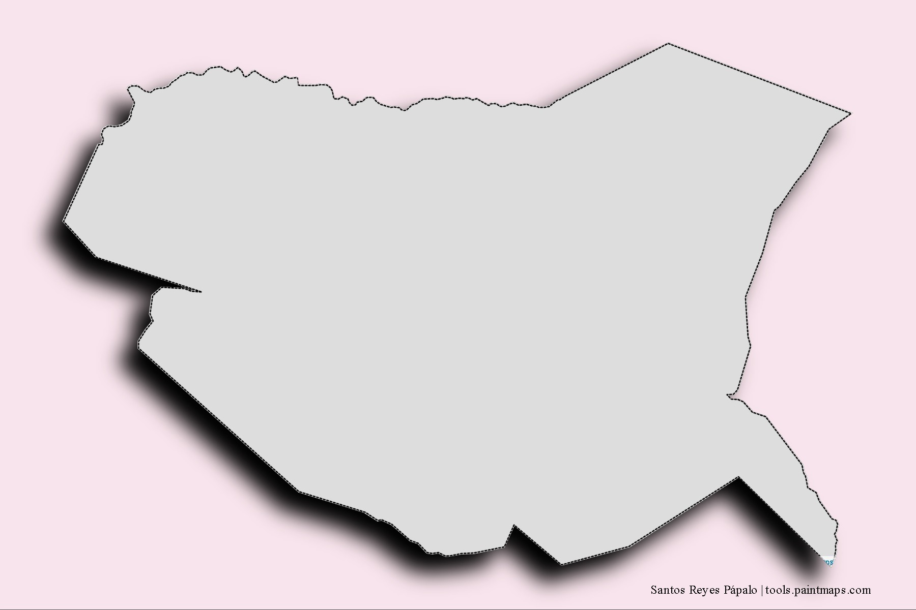 Mapa de barrios y pueblos de Santos Reyes Pápalo con efecto de sombra 3D