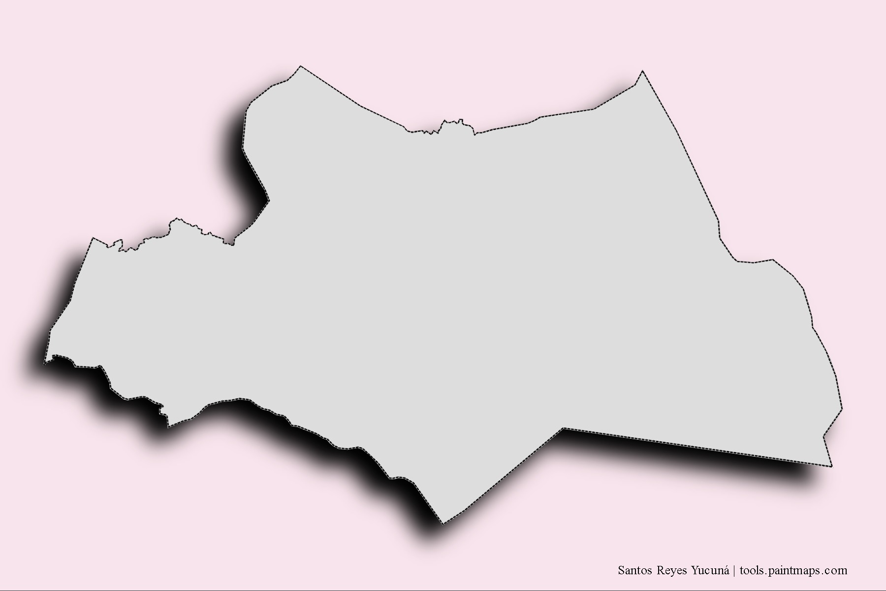 Santos Reyes Yucuná neighborhoods and villages map with 3D shadow effect