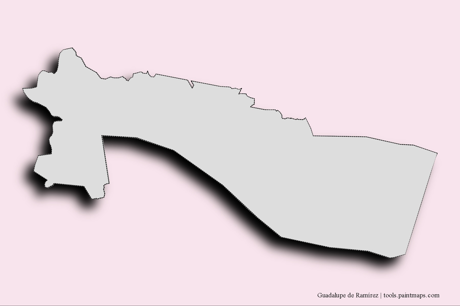 Guadalupe de Ramírez neighborhoods and villages map with 3D shadow effect