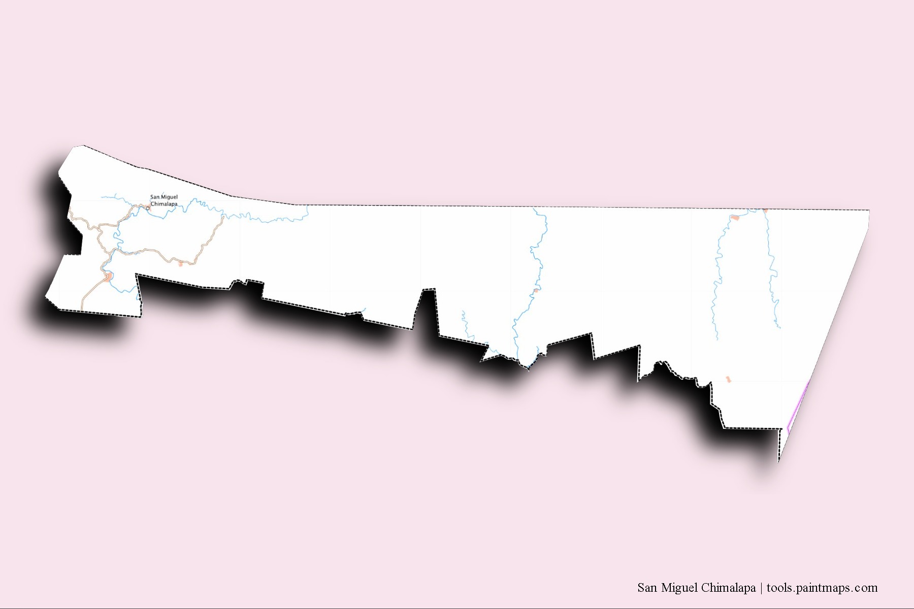 San Miguel Chimalapa neighborhoods and villages map with 3D shadow effect