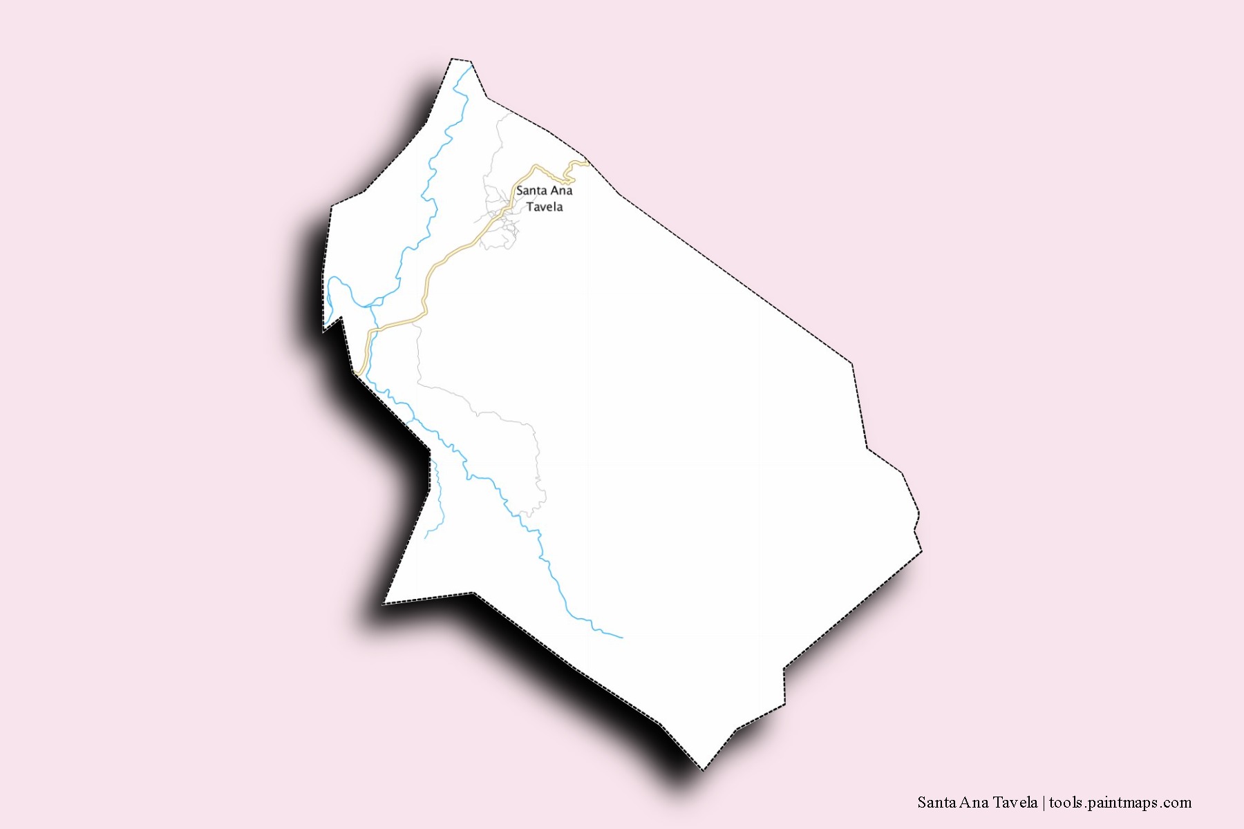 Santa Ana Tavela neighborhoods and villages map with 3D shadow effect