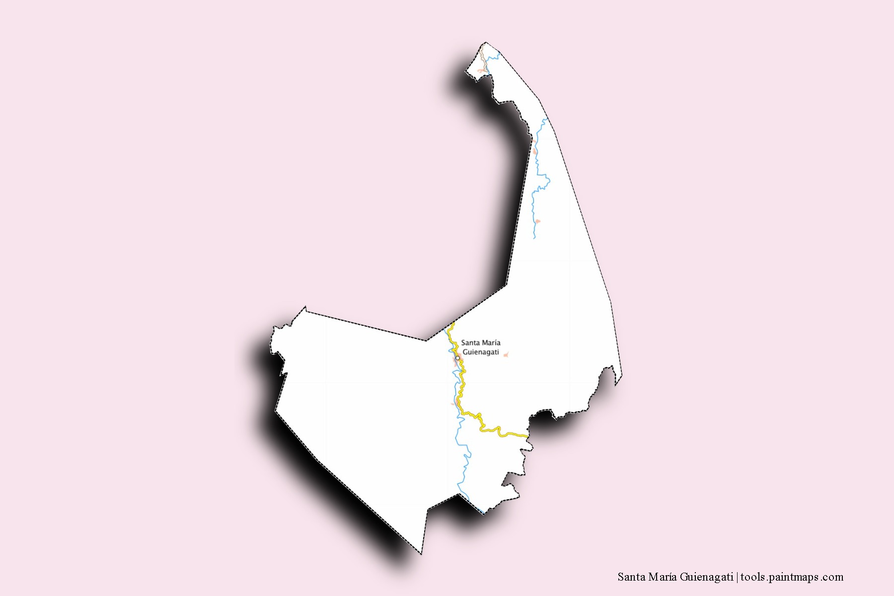 Mapa de barrios y pueblos de Santa María Guienagati con efecto de sombra 3D
