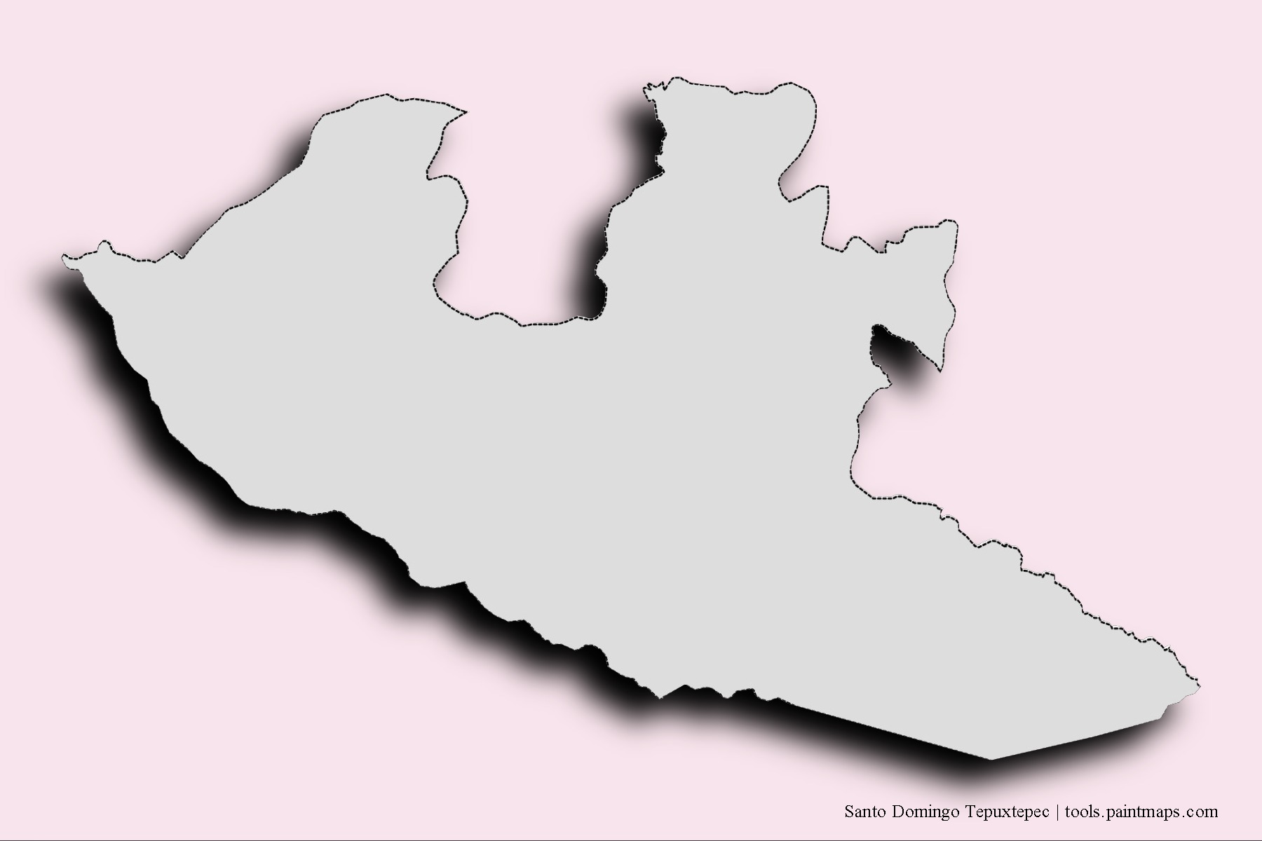 Santo Domingo Tepuxtepec neighborhoods and villages map with 3D shadow effect