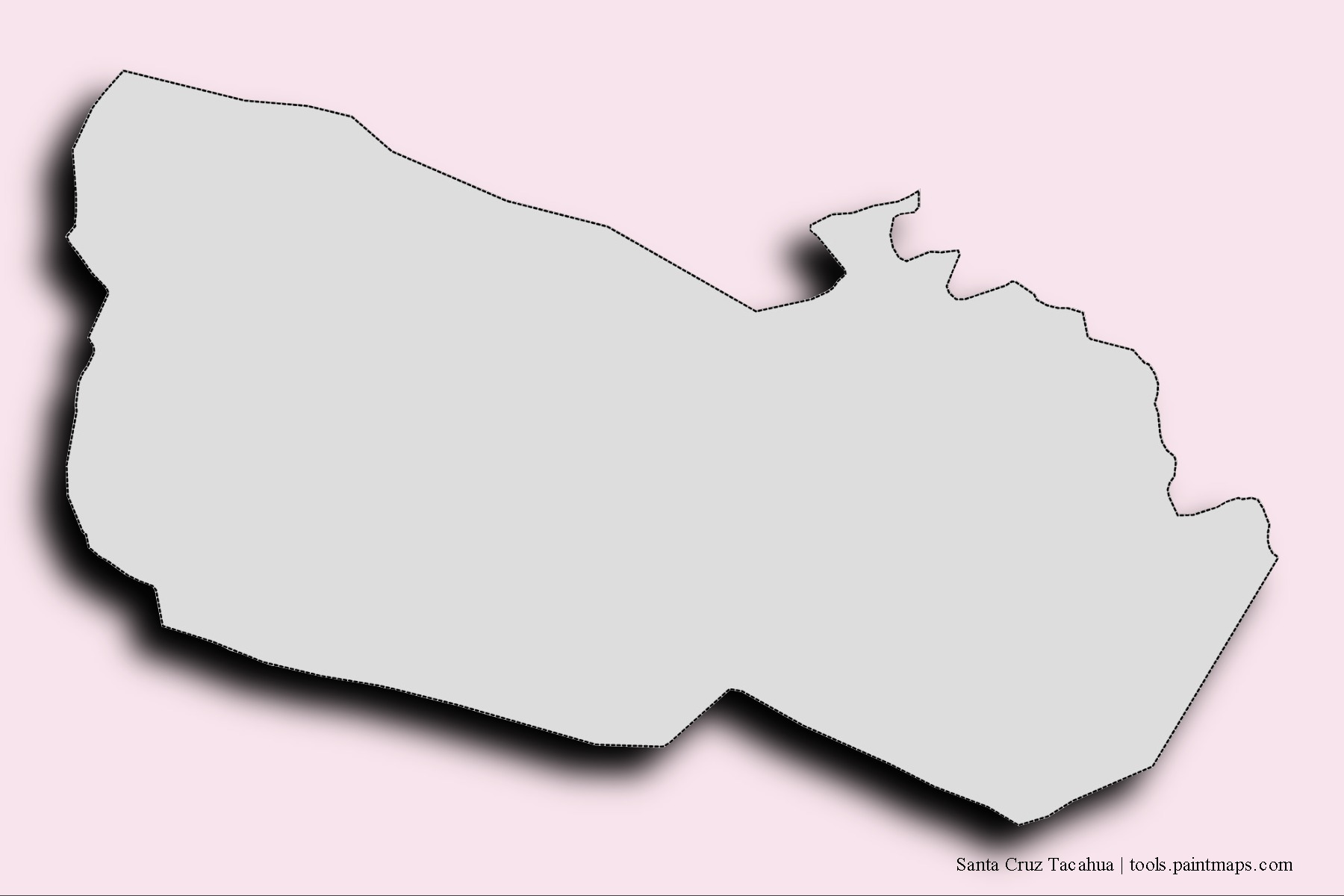 Mapa de barrios y pueblos de Santa Cruz Tacahua con efecto de sombra 3D