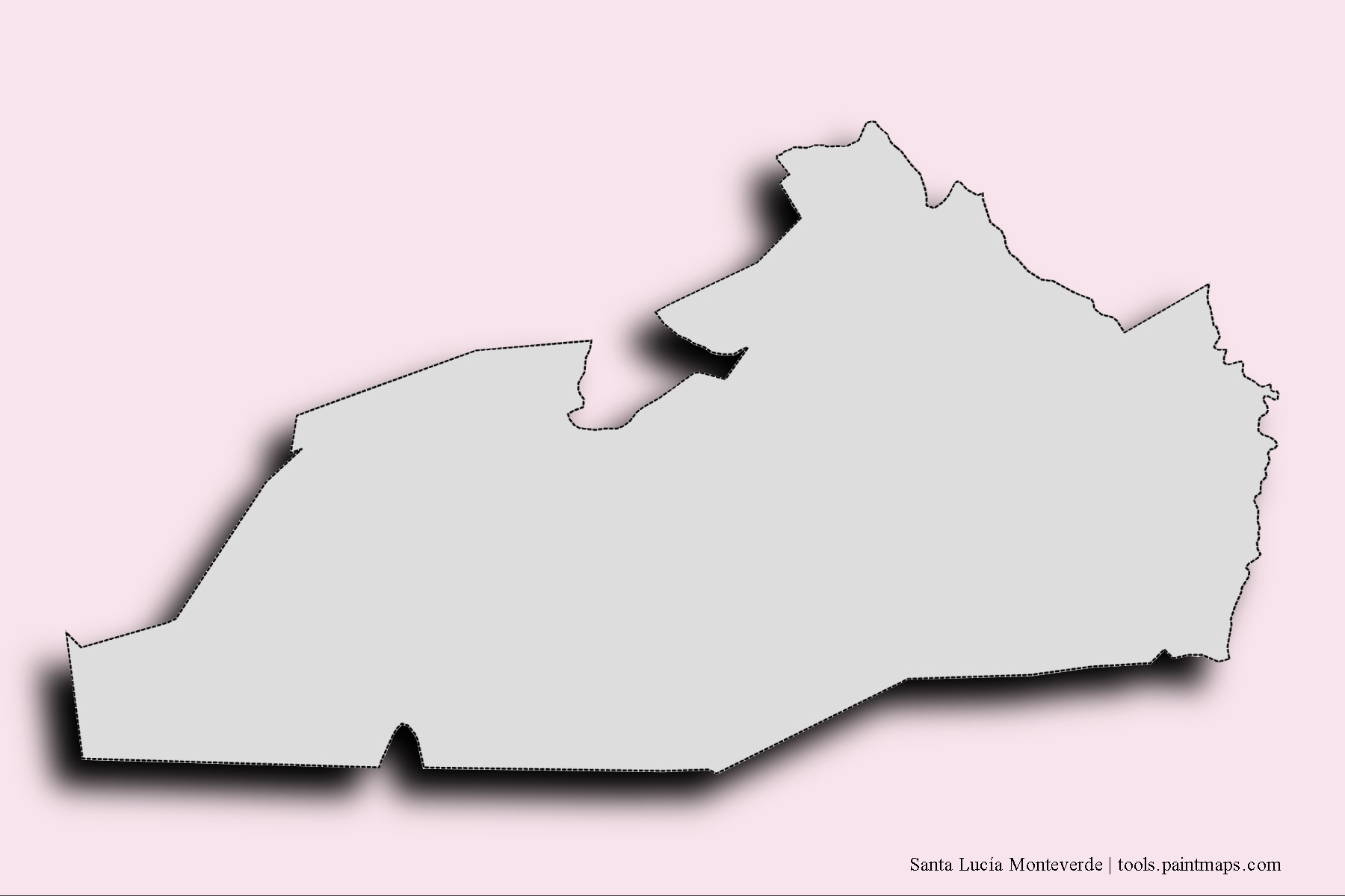 Santa Lucía Monteverde neighborhoods and villages map with 3D shadow effect