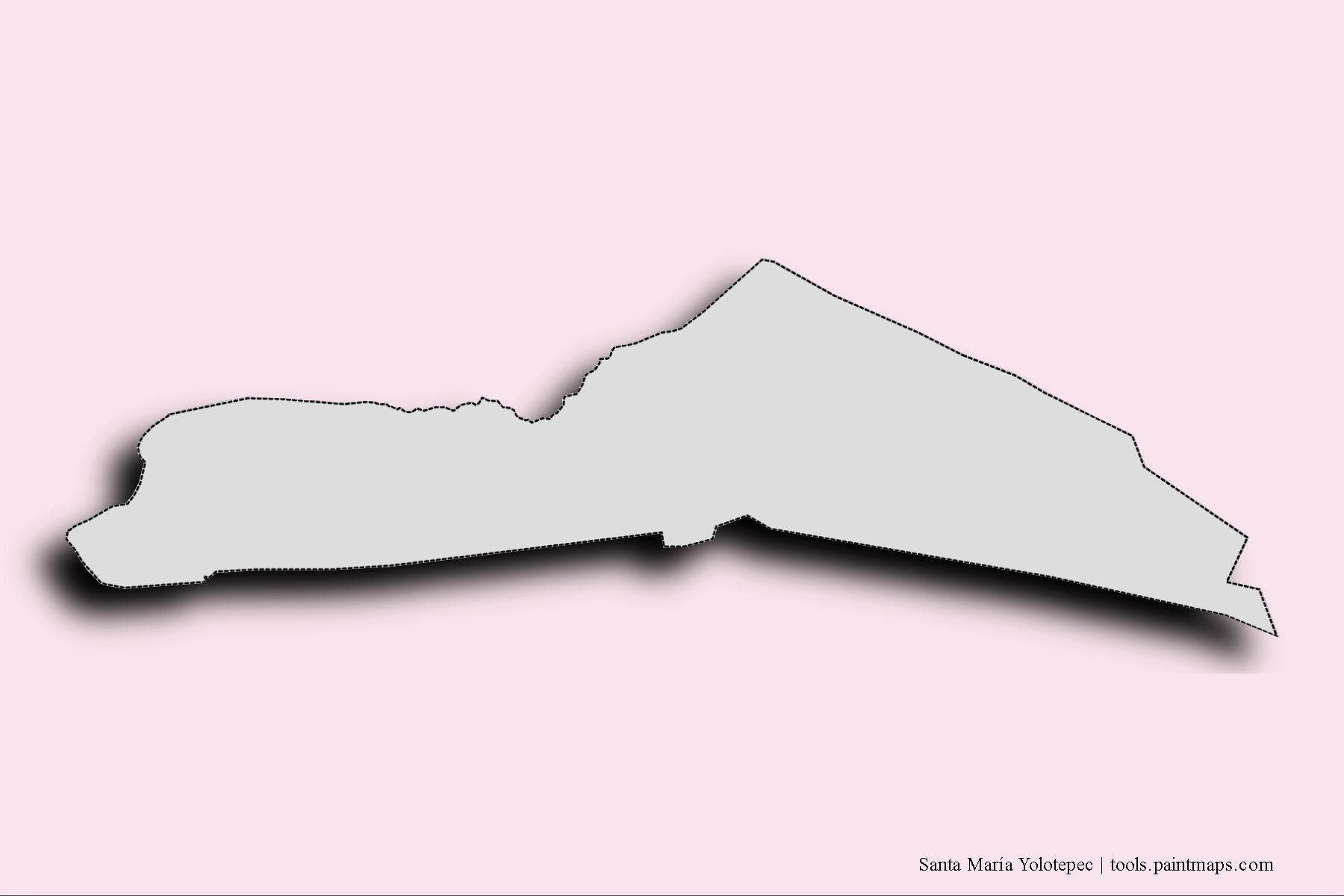 Mapa de barrios y pueblos de Santa María Yolotepec con efecto de sombra 3D