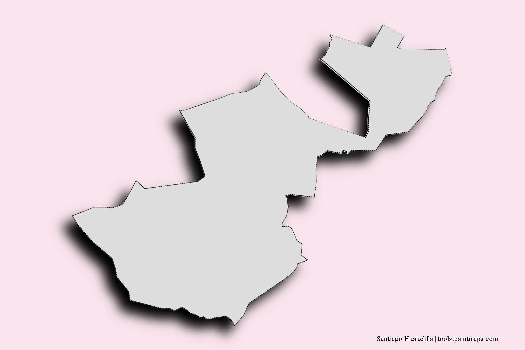 Mapa de barrios y pueblos de Santiago Huauclilla con efecto de sombra 3D