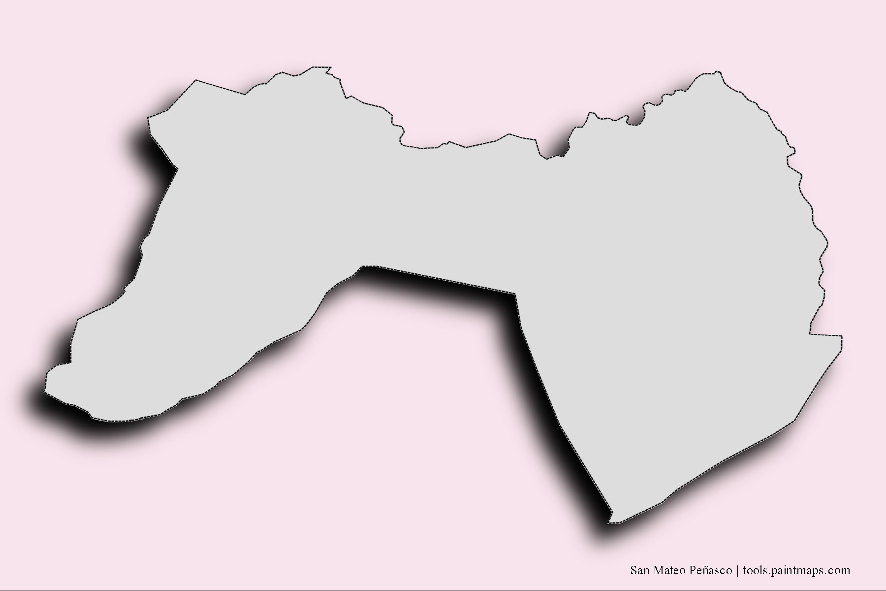 San Mateo Peñasco neighborhoods and villages map with 3D shadow effect