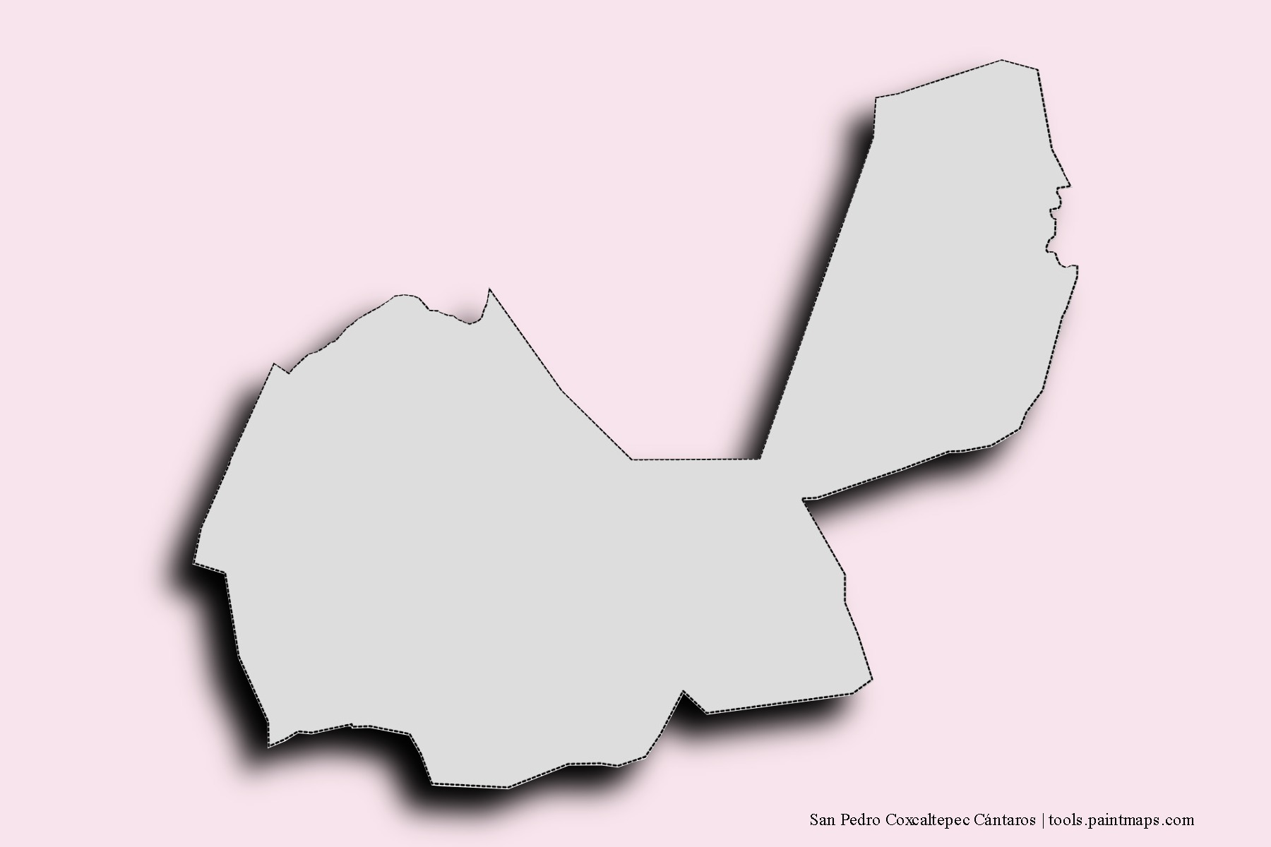 Mapa de barrios y pueblos de San Pedro Coxcaltepec Cántaros con efecto de sombra 3D