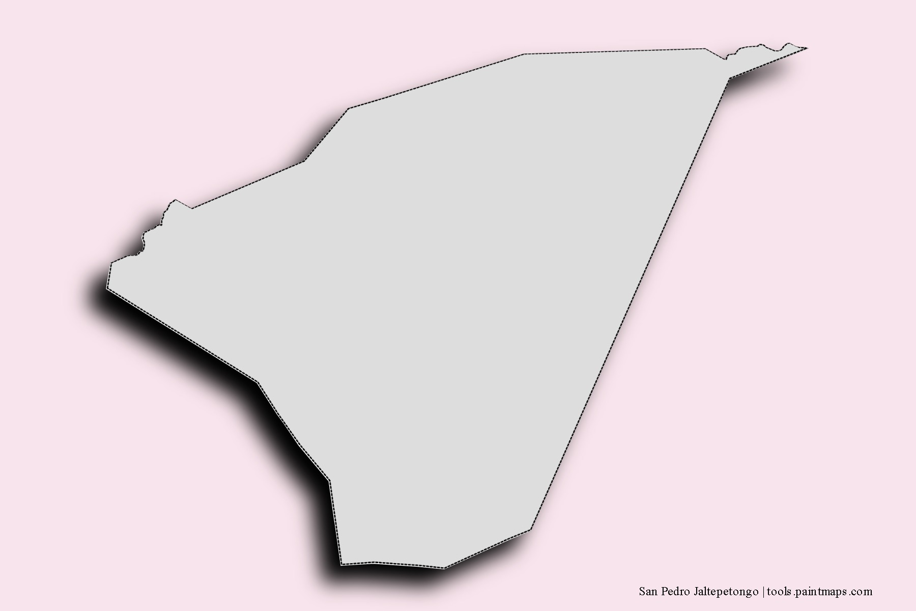 Mapa de barrios y pueblos de San Pedro Jaltepetongo con efecto de sombra 3D